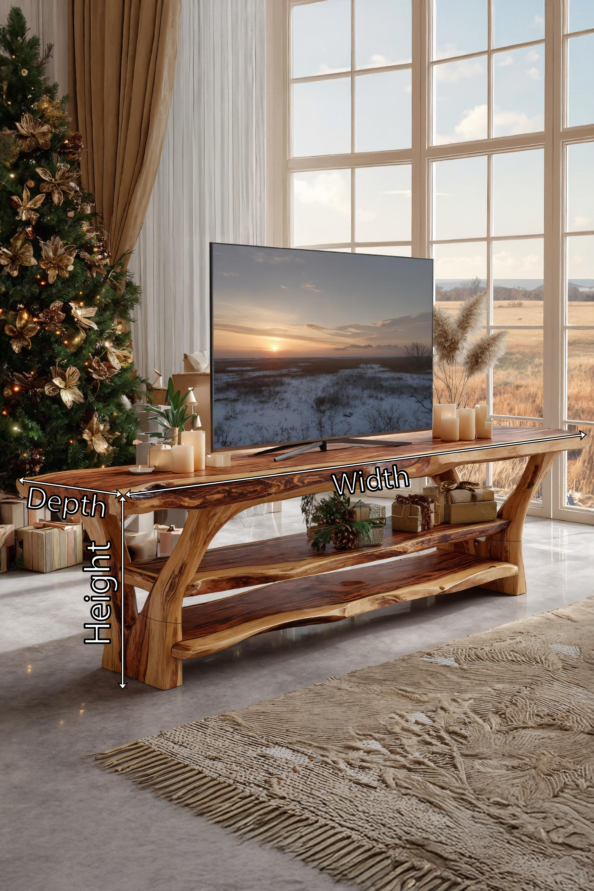 Modern Solid Wood TV Console For Christmas Living Room Design SILDTTRCTV028