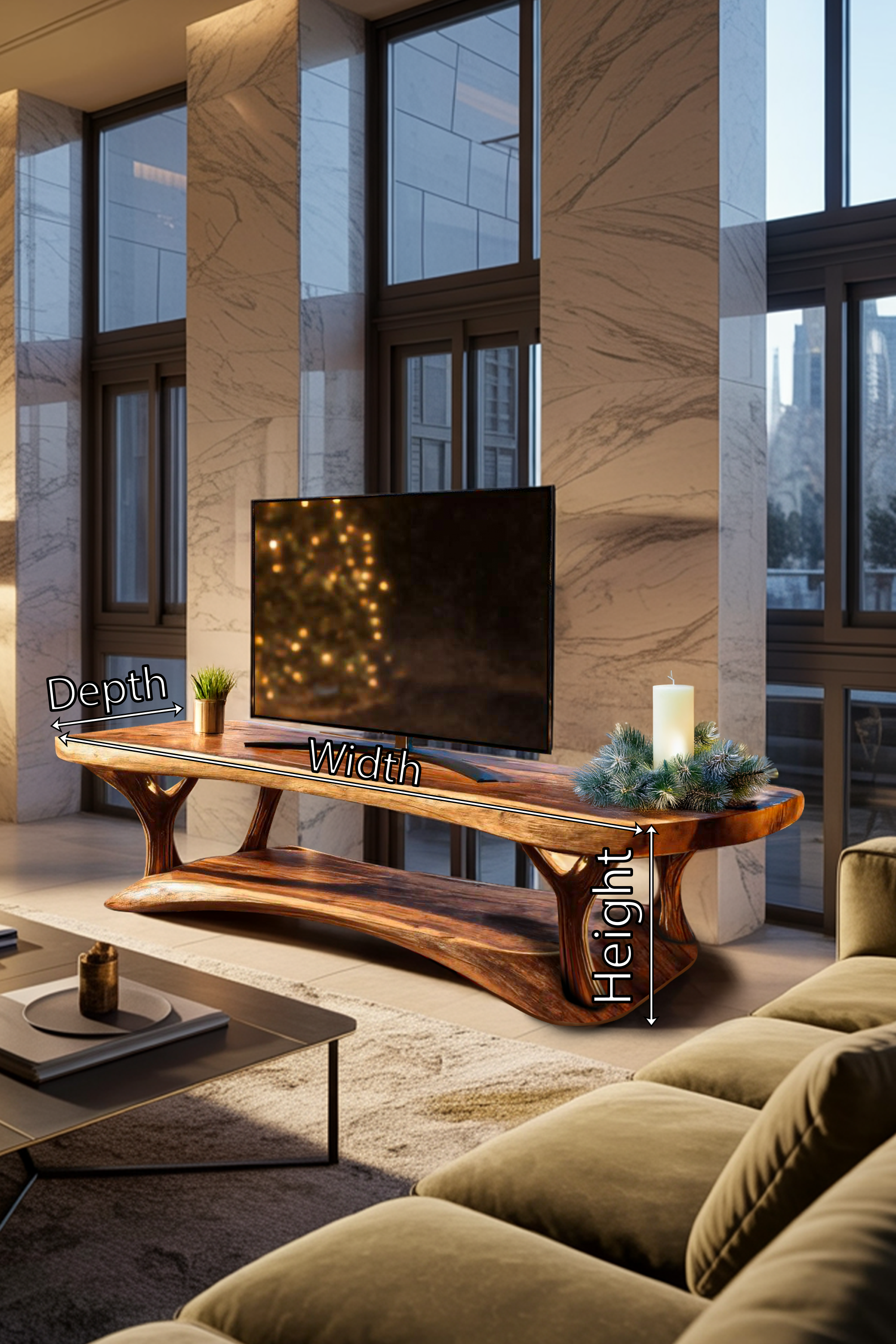 Mid Century Solid Wood TV Console For Holiday Bedroom Decor SILDTTRCTV005