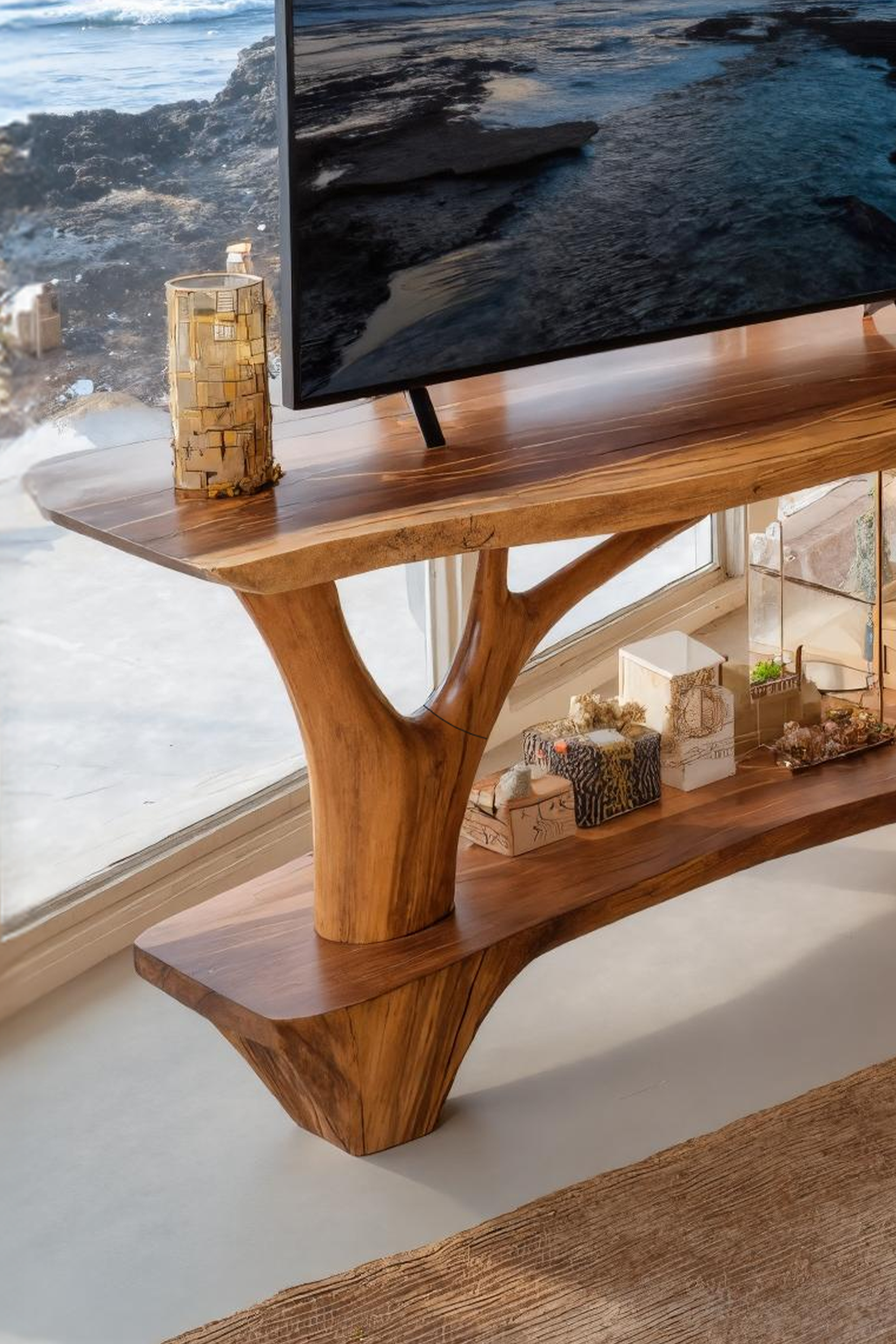 Handcrafted Live Edge Entryway TV Stand For Noel Home Decor SILDTTRCTV031