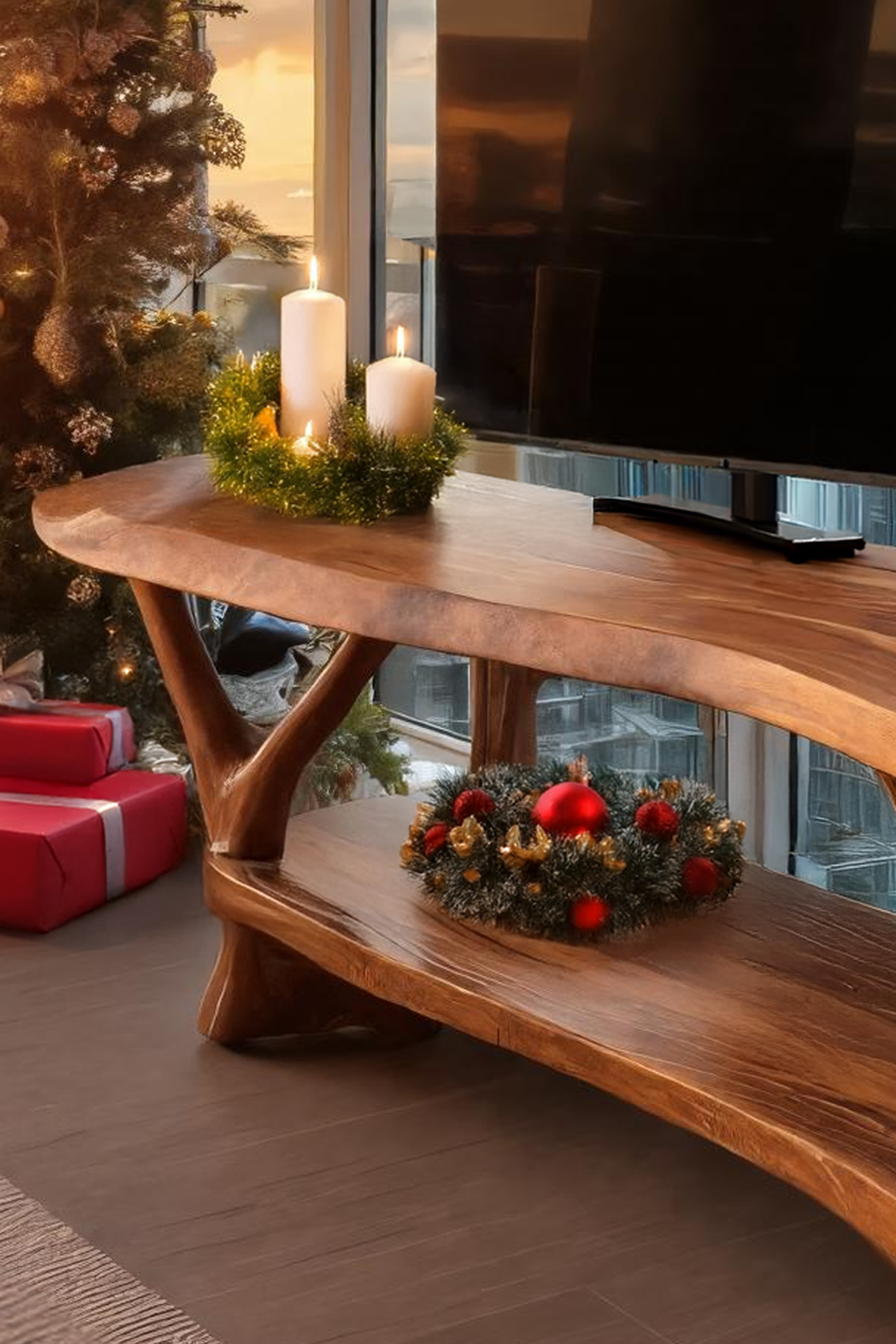 Mid Century Solid Wood TV Console For Holiday Entryway Decor SILDTTRCTV033