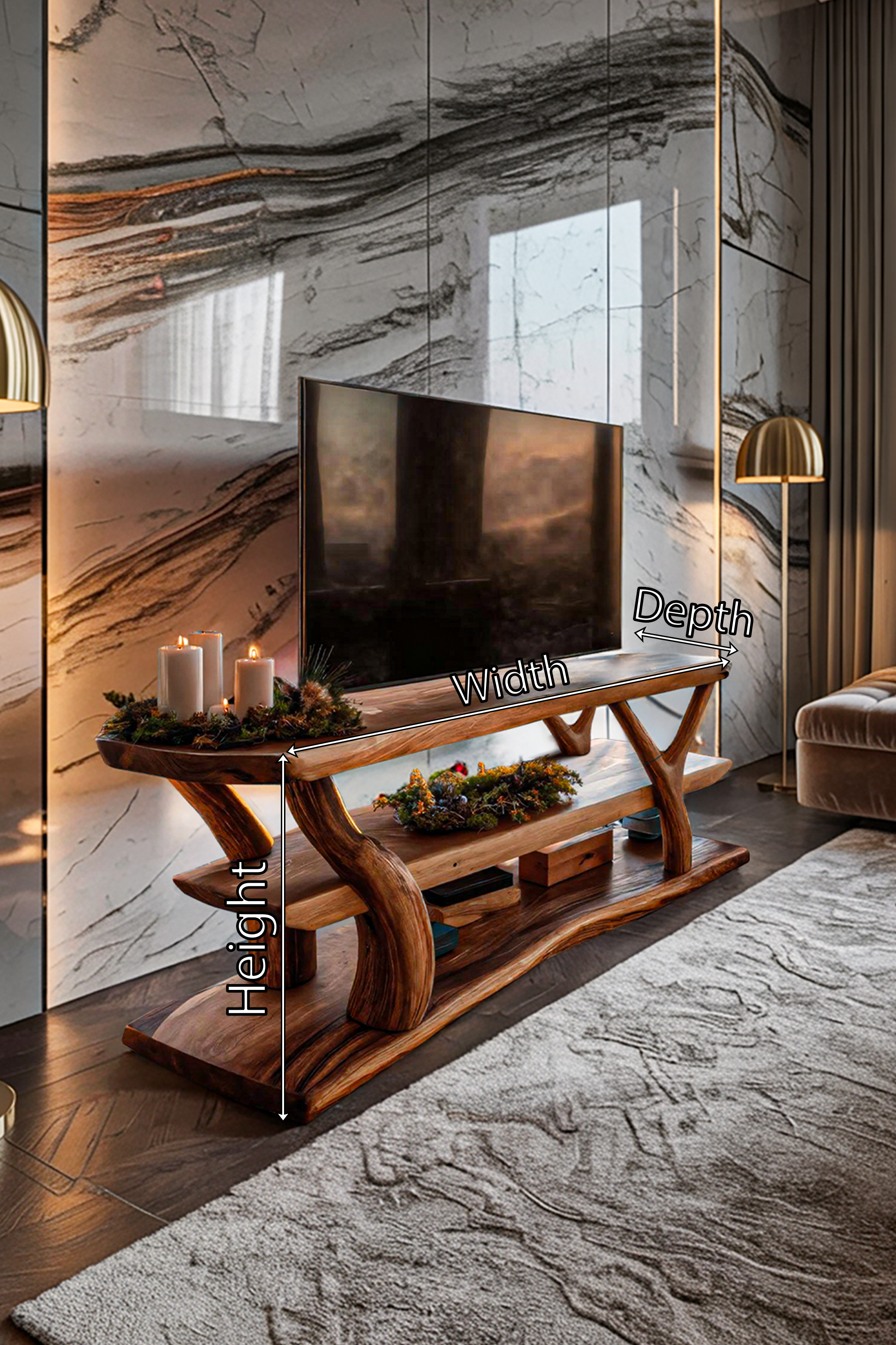 Mid Century Wooden Live Edge TV Console For Christmas Furniture SILDTTRCTV009