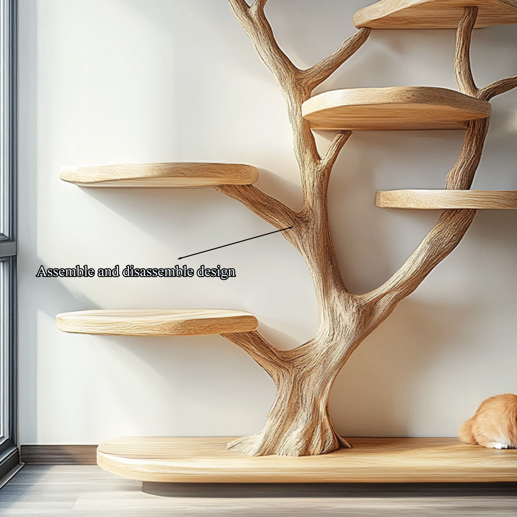 Rustic Cat Tree Natural Wood Cat Furniture Handmade Gift Cat SINLTT012