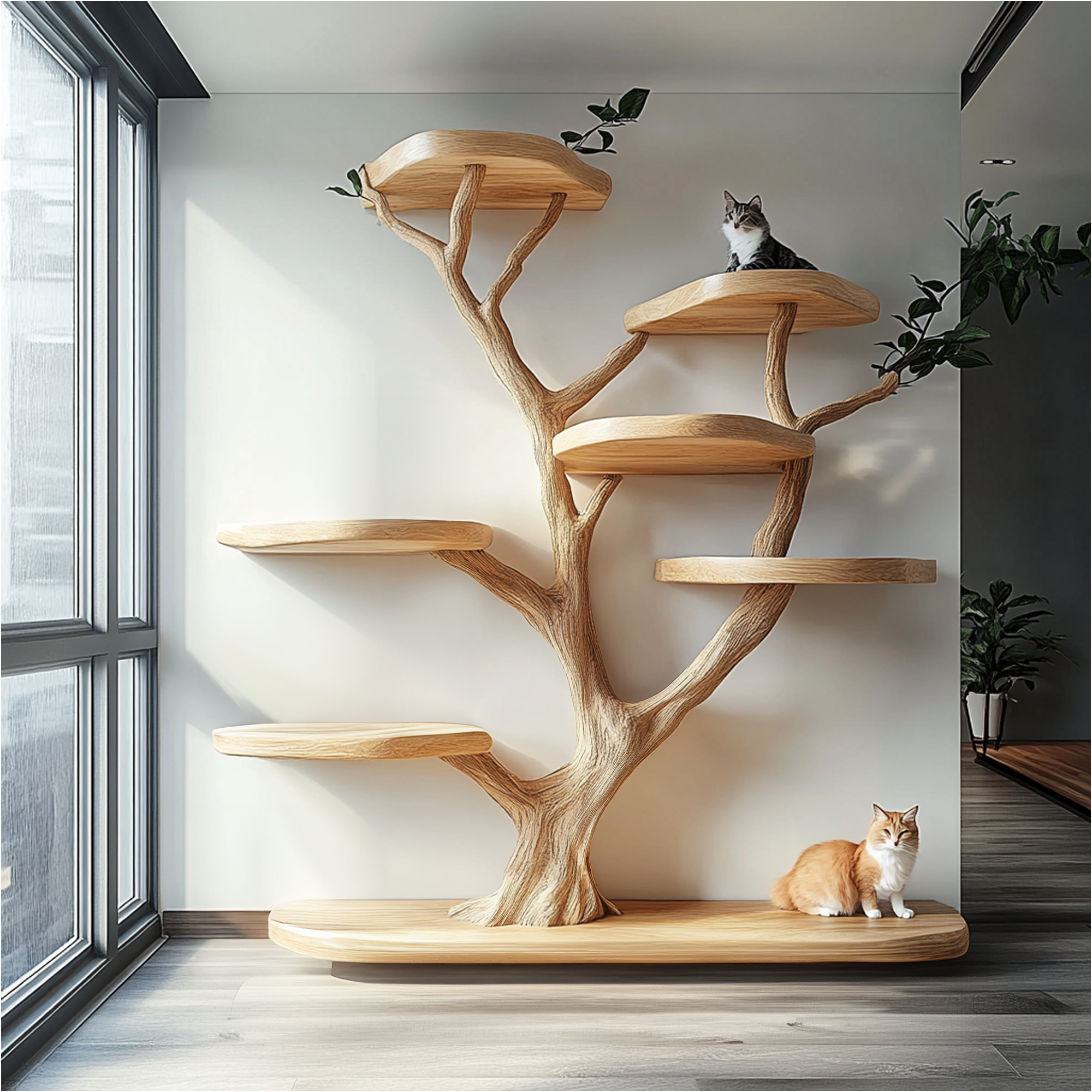 Rustic Cat Tree Natural Wood Cat Furniture Handmade Gift Cat SINLTT012