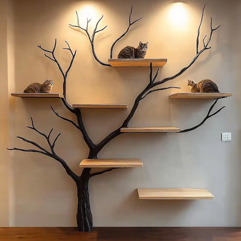 Natural Solid Wood Cat Tree Cat House Gift Cat SINLTT008