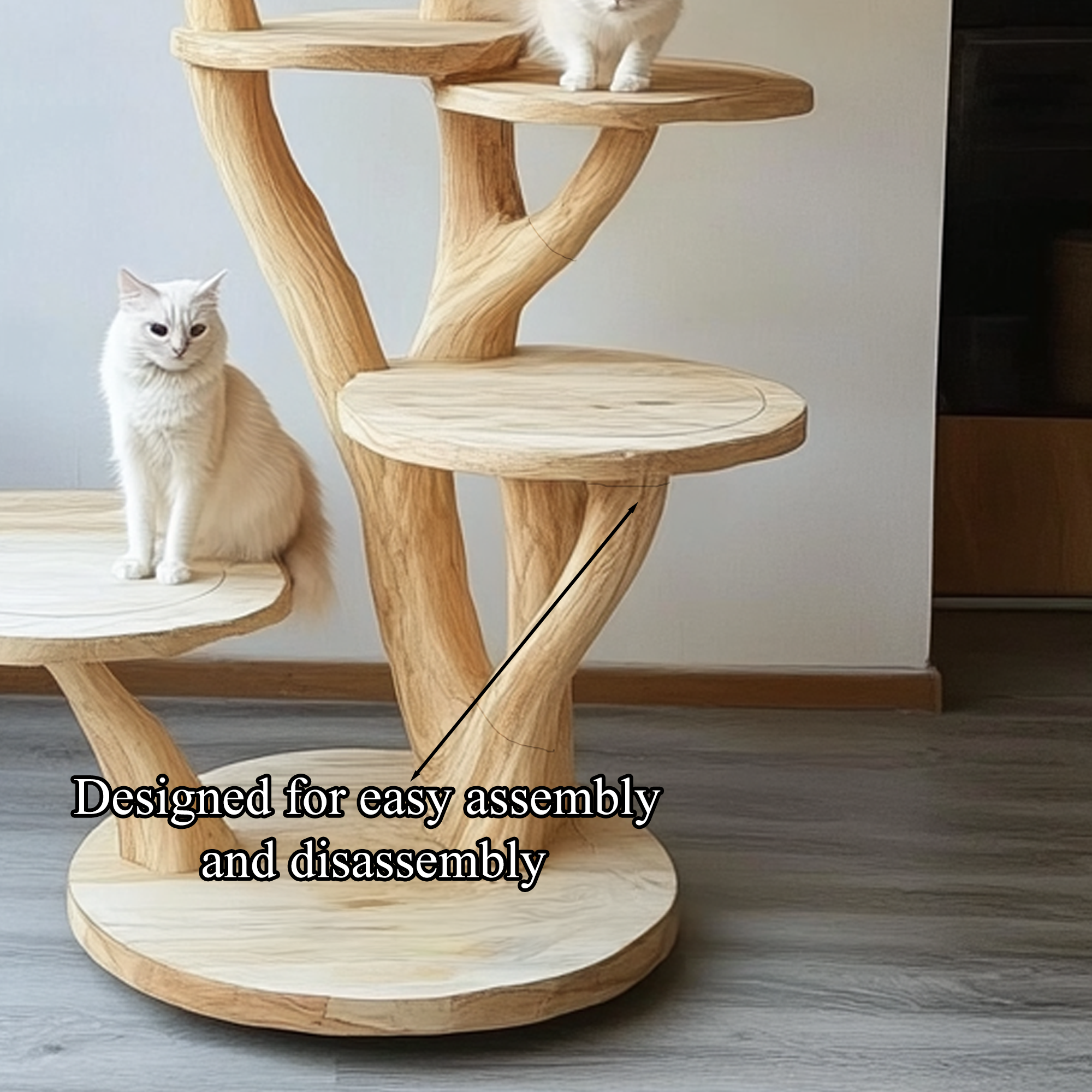Rustic Natural Solid Wood Cat Tree Wooden Ornament Stand Naturally Gift Cat SINLTT006