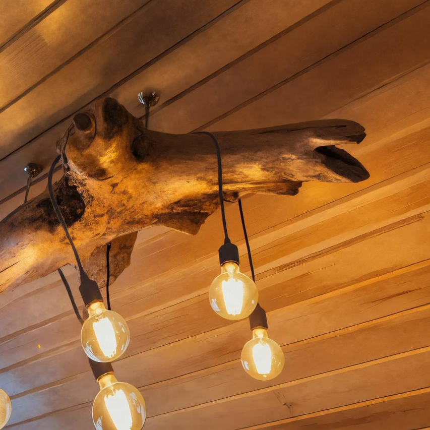 Rustic Ceiling Light With Edison Bulbs For Cabin Loft Or Dining Room SITHHNLAM007