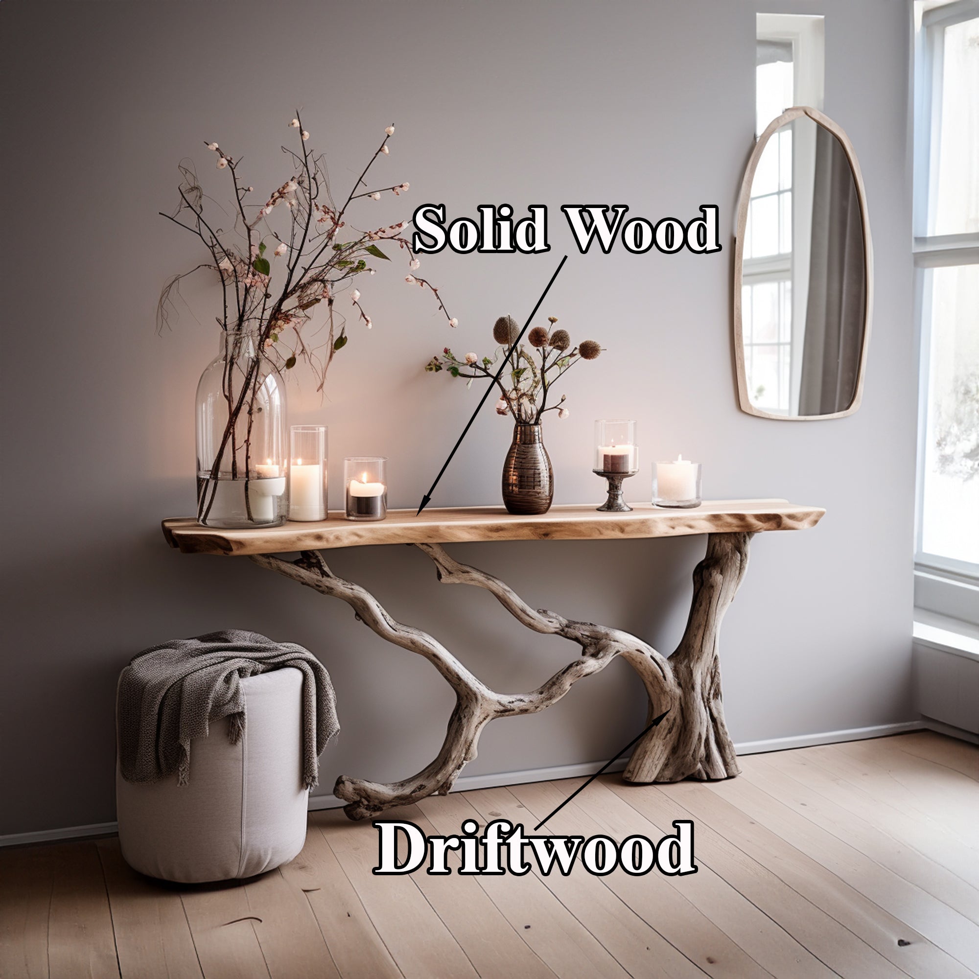 Floating Live Edge Side Table Handcrafted For Natural Spaces SILDTCS010