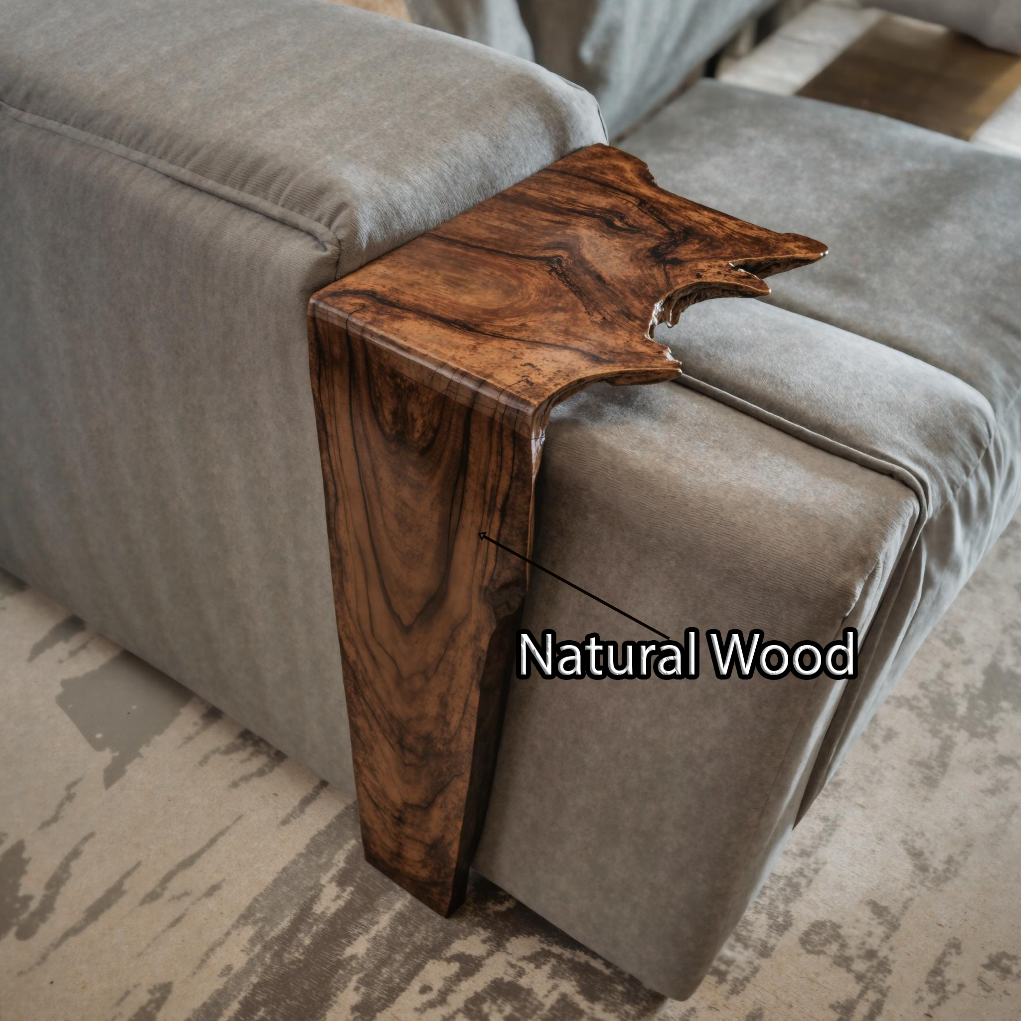Handcrafted Sofa Armrest Table With Rustic Charm SILDTAR004