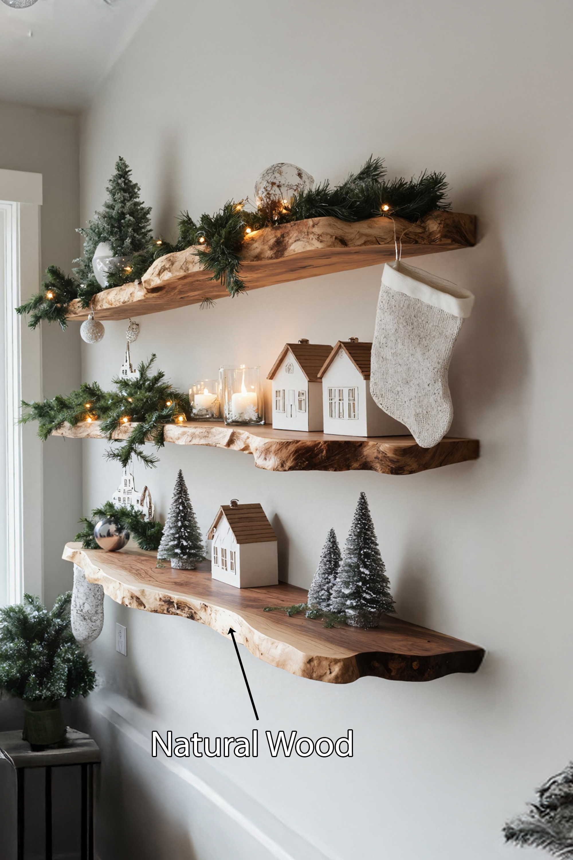 Farmhouse Solid Wood Floating Shelf For Cozy Xmas Bedroom Decor SILDTTNCFL010