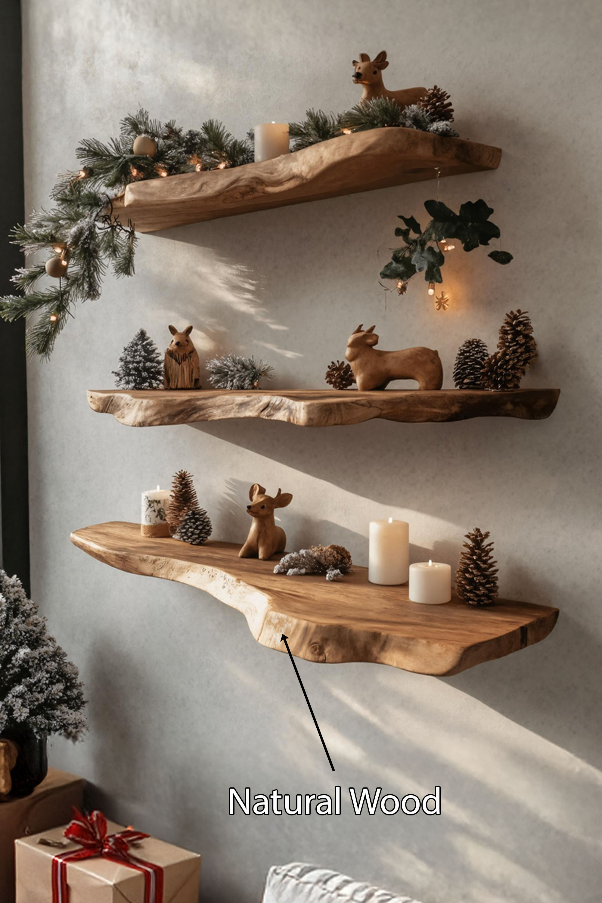 Farmhouse Solid Wood Floating Shelf For Festive Bedroom Decoration SILDTTNCFL022