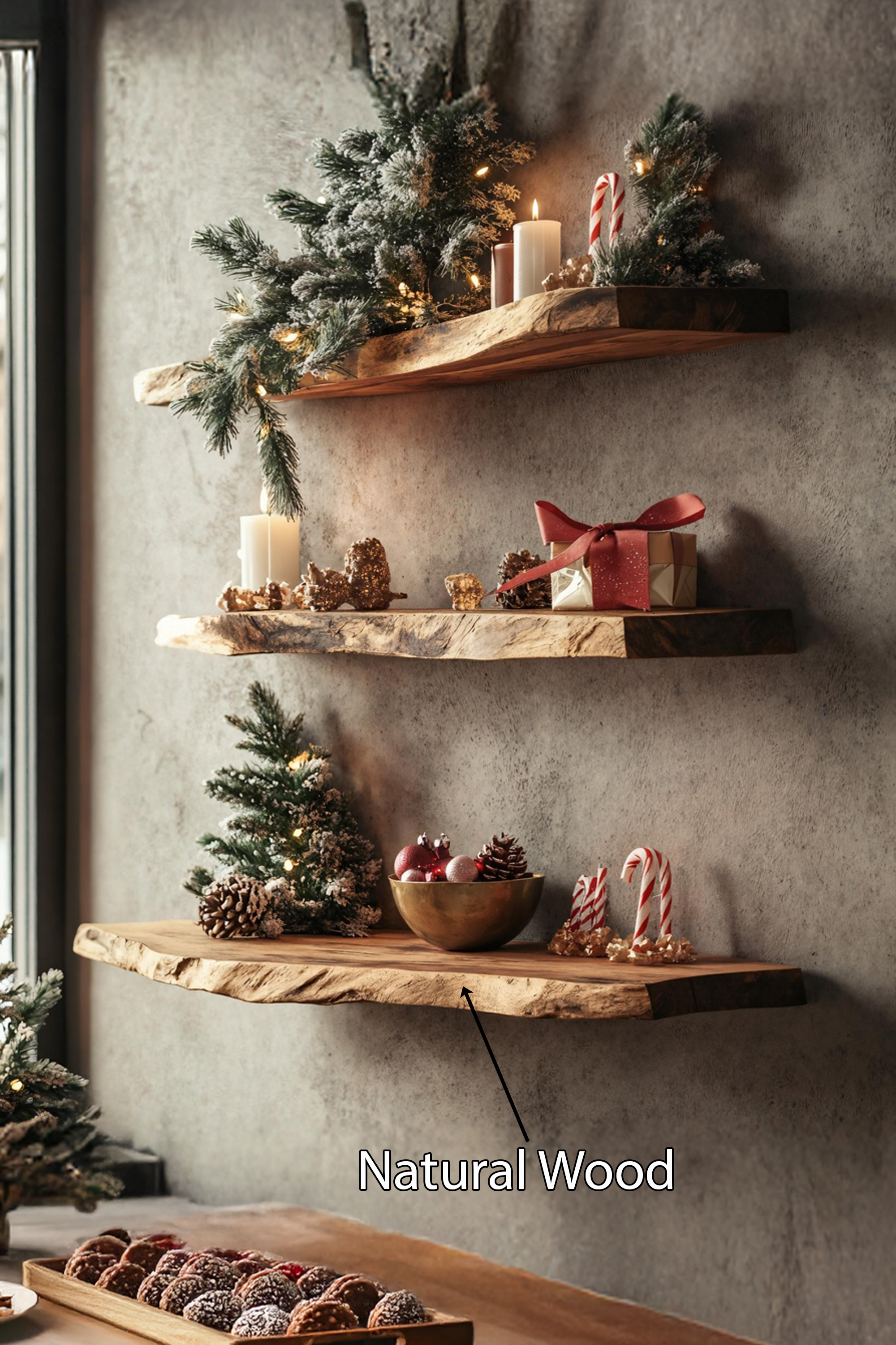 Farmhouse Wooden Floating Shelf For Christmas Entryway Living Room SILDTTNCFL046