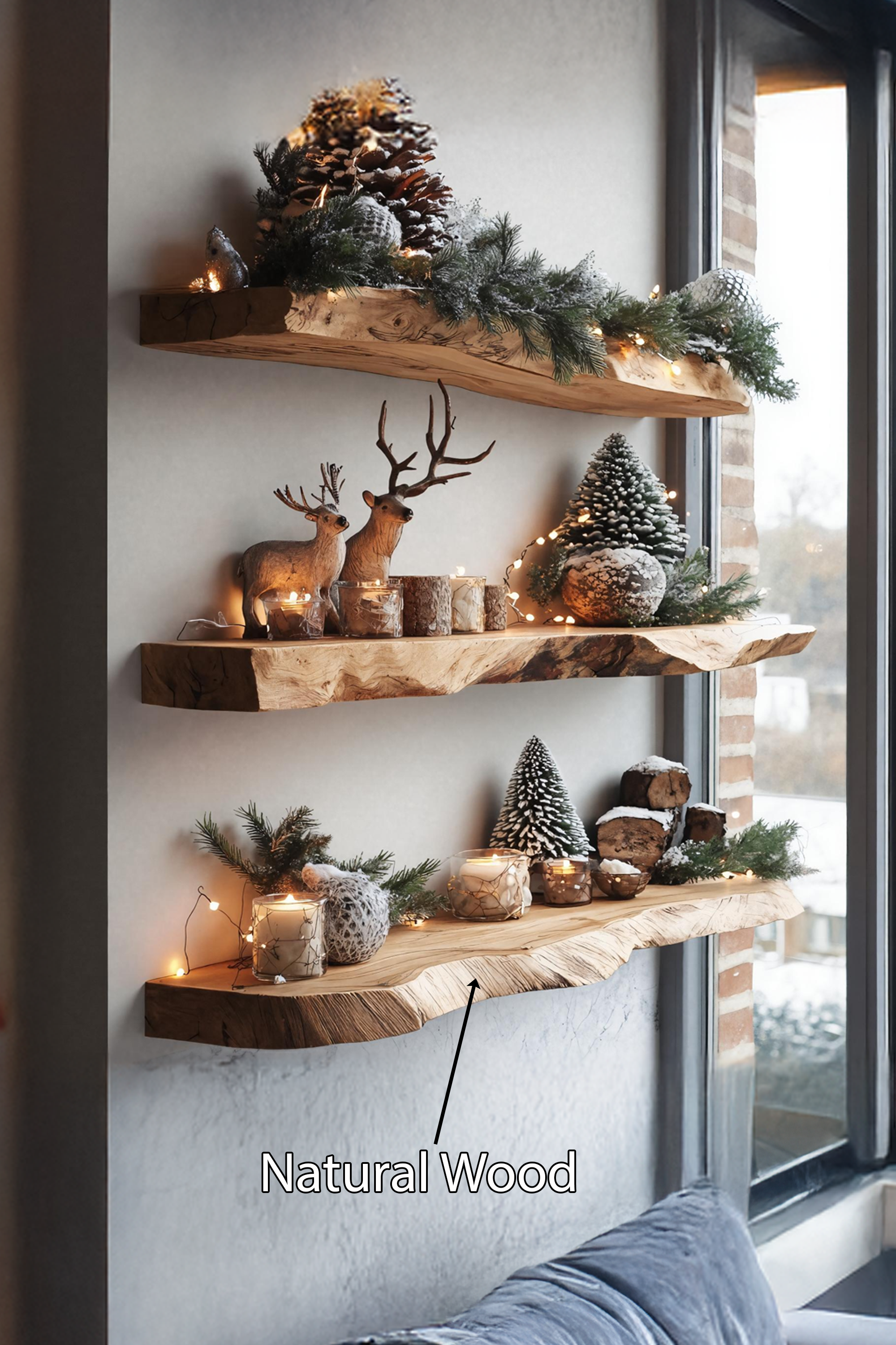 Farmhouse Solid Wood Floating Shelf For Living Room Xmas Decoration SILDTTNCFL030