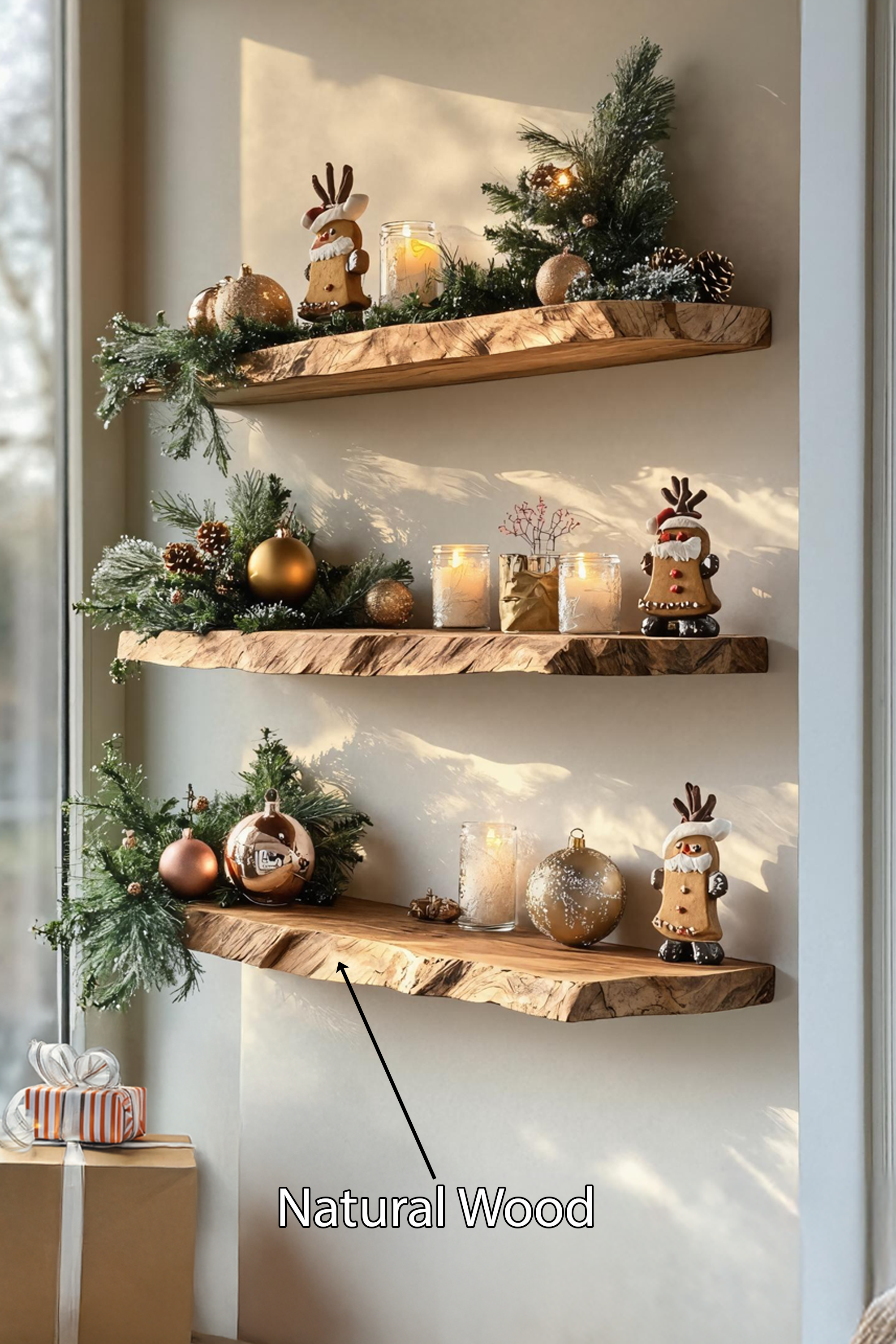 Modern Wooden Floating Shelf For Cozy Christmas Furniture Decoration SILDTTNCFL044