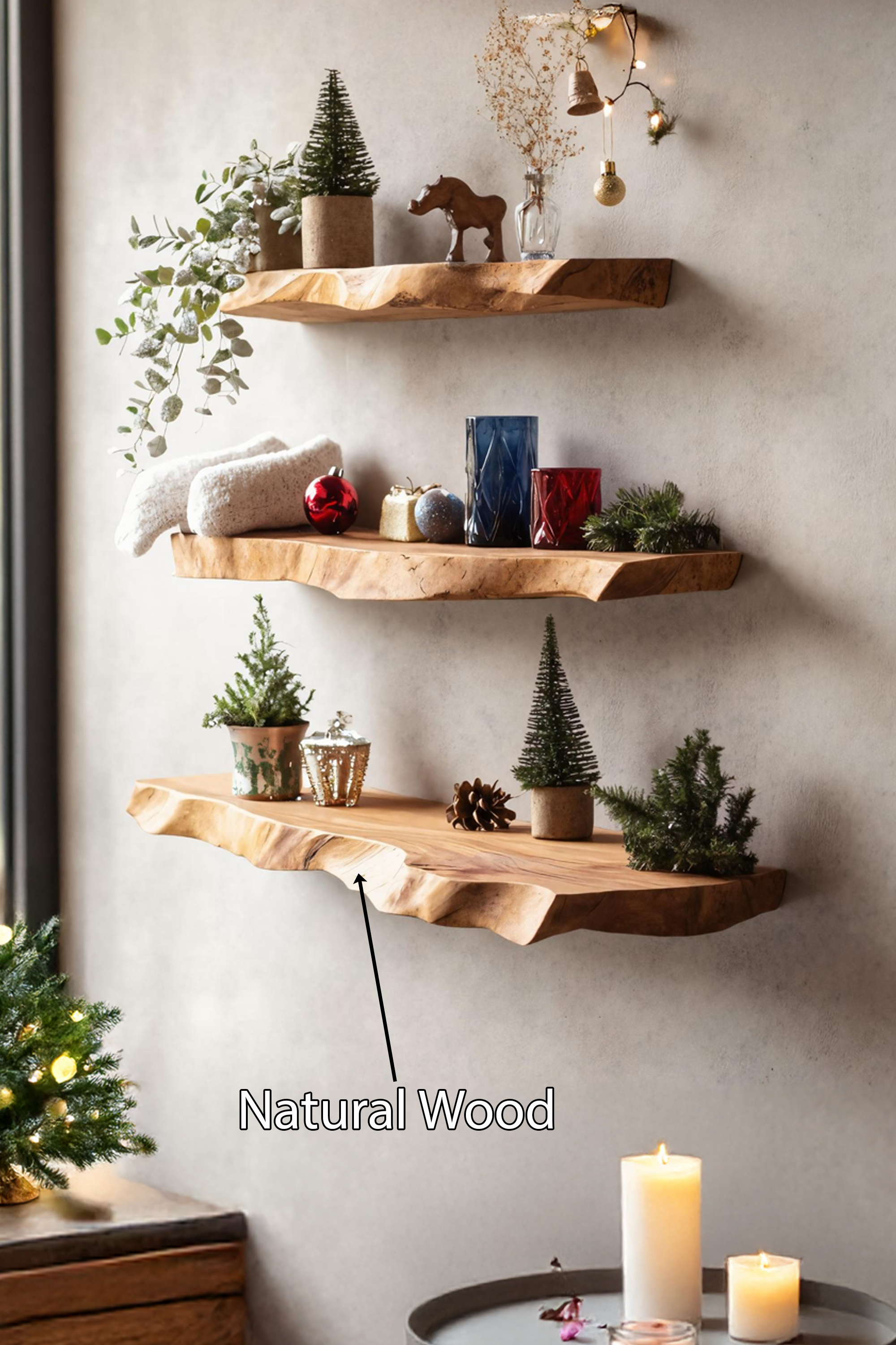 Farmhouse Wooden Floating Shelf For Festive Entryway Christmas Decor SILDTTNCFL014