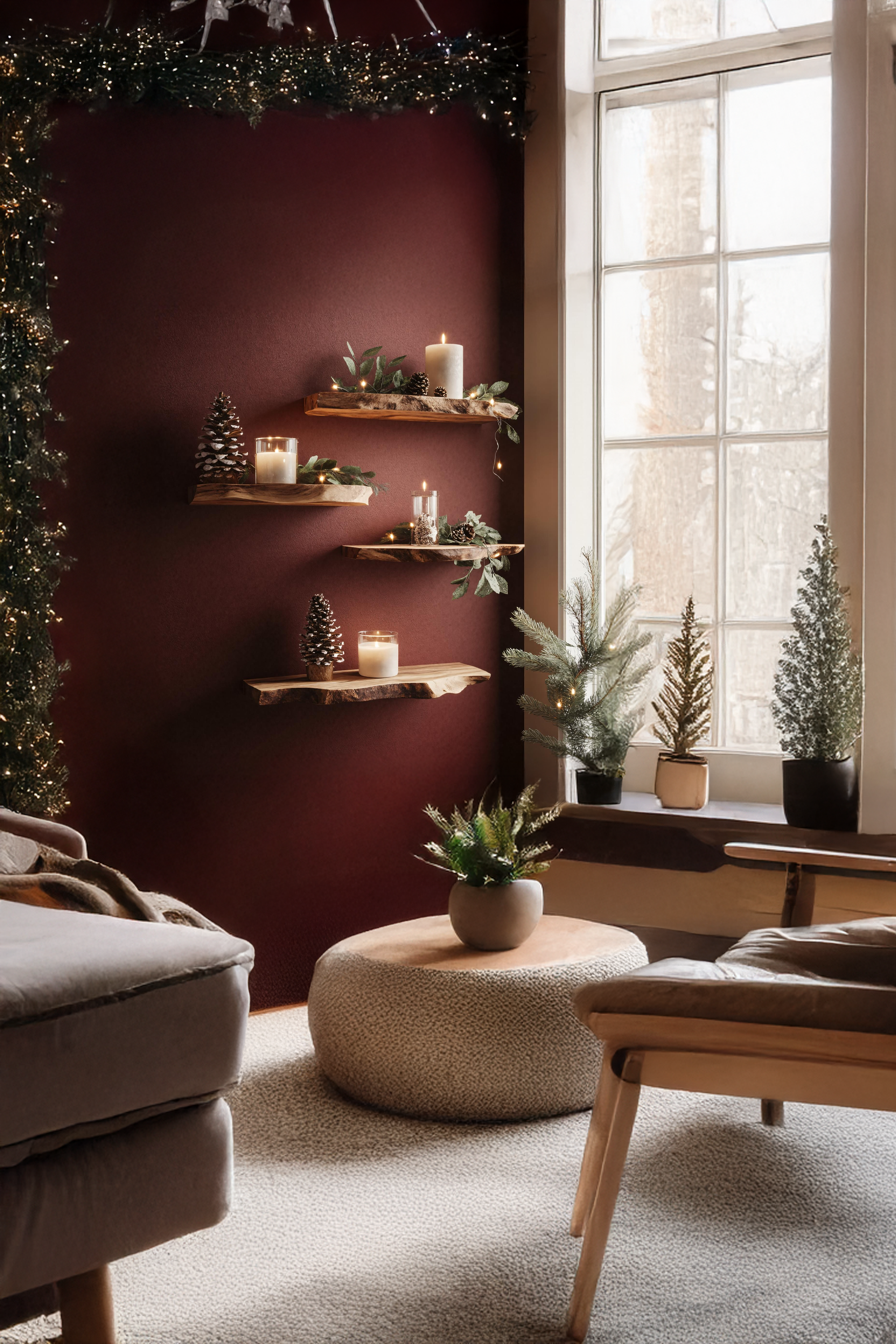 Farmhouse Solid Wood Floating Shelf For Bedroom Holiday Decoration SILDTTNCFL002