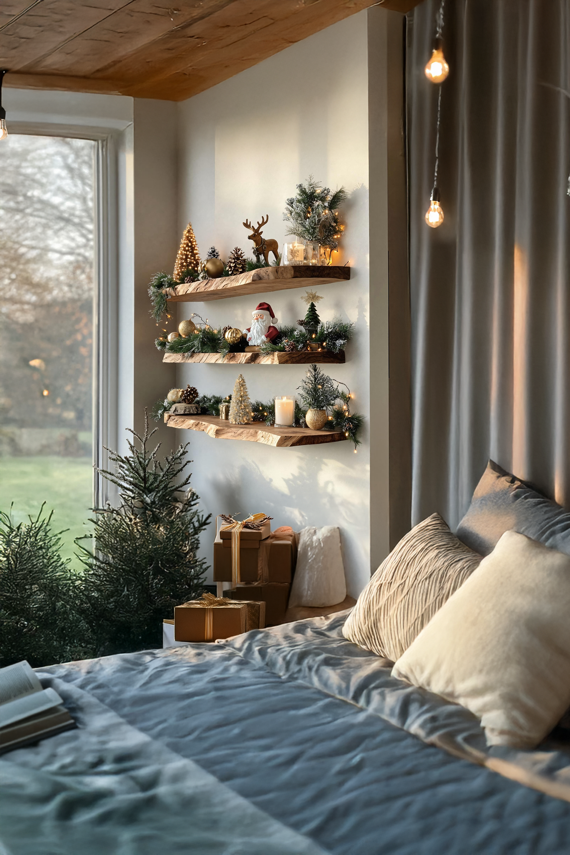 Modern Wooden Floating Shelf For Bedroom Holiday Furniture Decoration SILDTTNCFL036