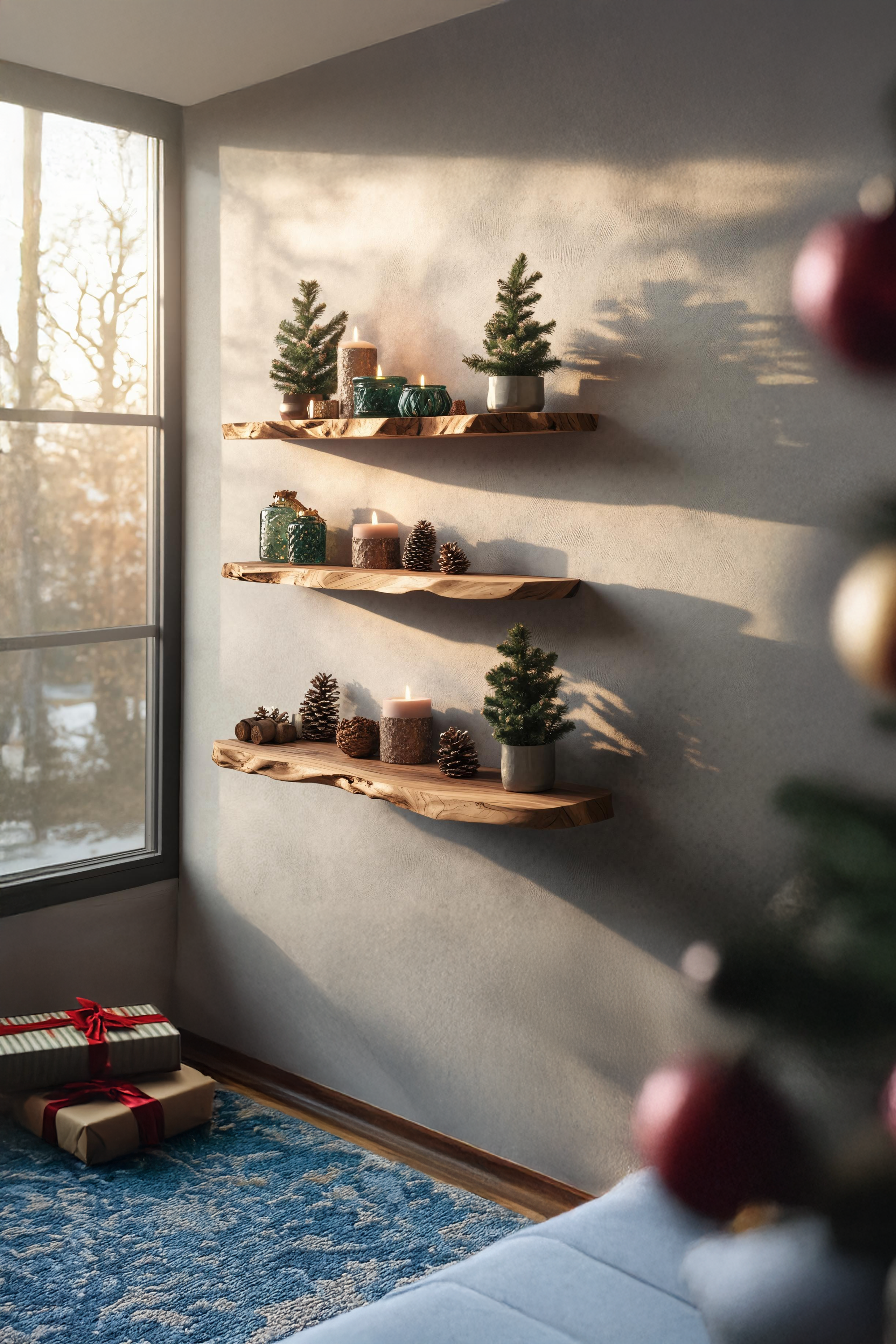 Modern Live Edge Floating Shelf For Stylish Holiday Entryway Decor SILDTTNCFL028