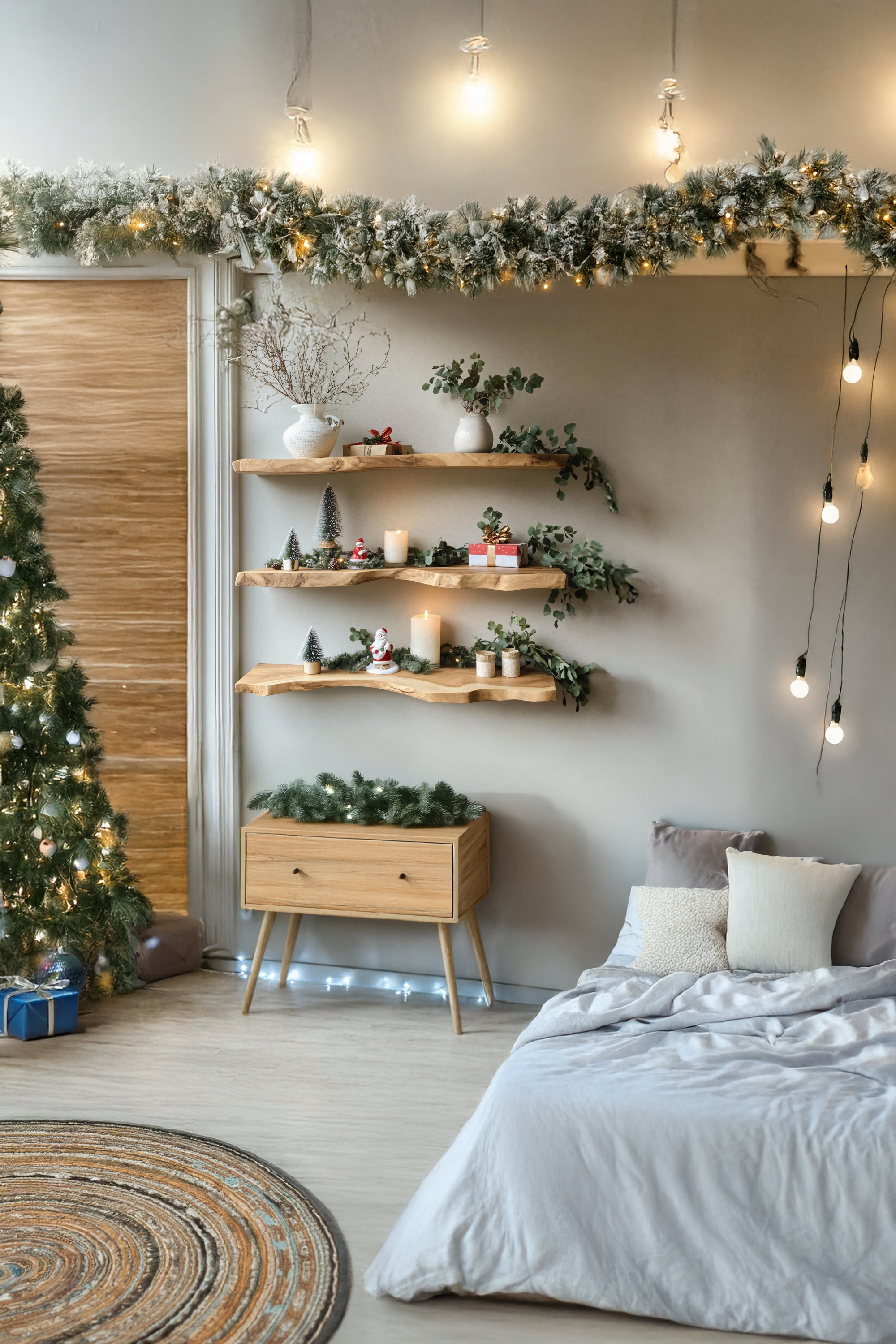 Mid Century Wooden Floating Shelf For Cozy Holiday Entryway Furniture SILDTTNCFL049