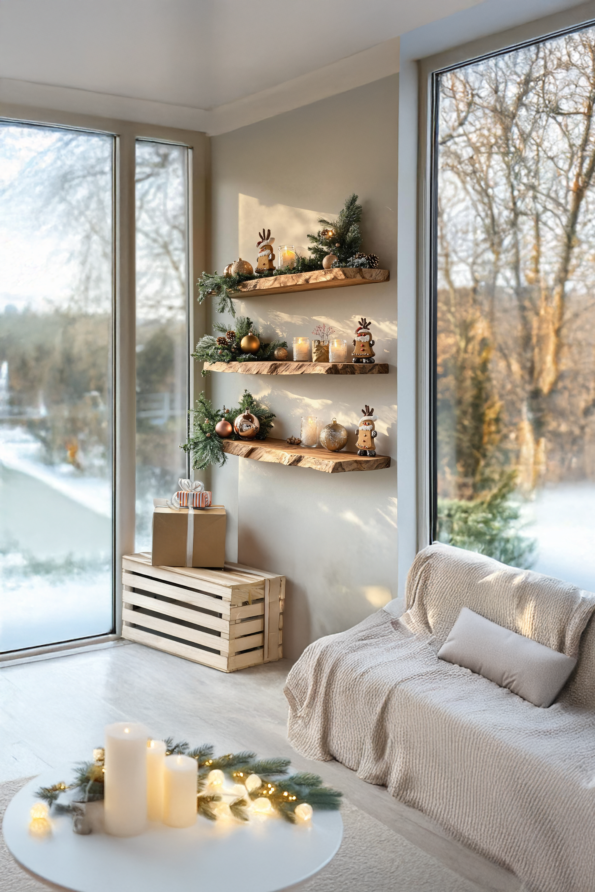 Modern Wooden Floating Shelf For Cozy Christmas Furniture Decoration SILDTTNCFL044