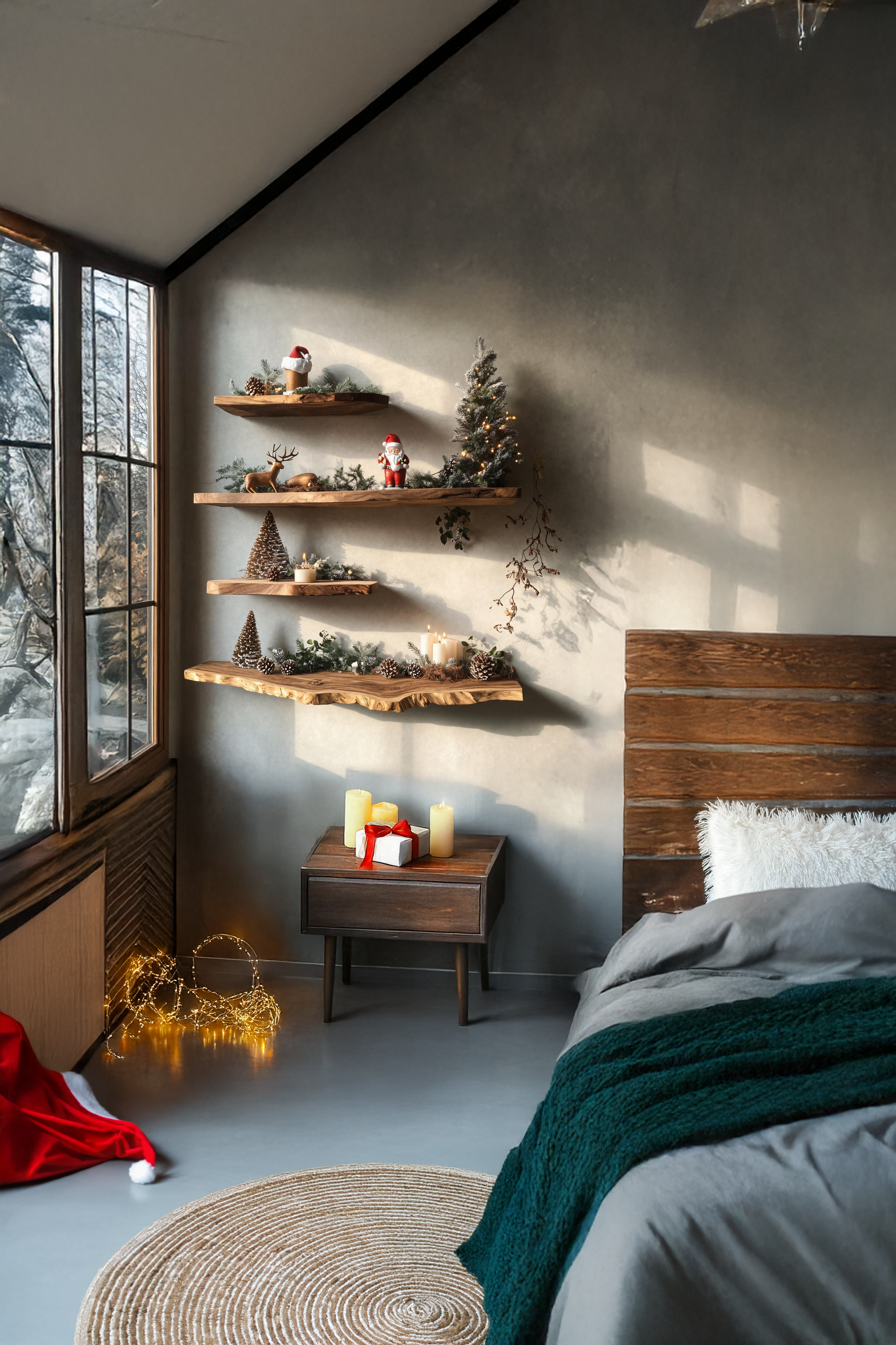 Farmhouse Live Edge Floating Shelf For Festive Holiday Living Room SILDTTNCFL038