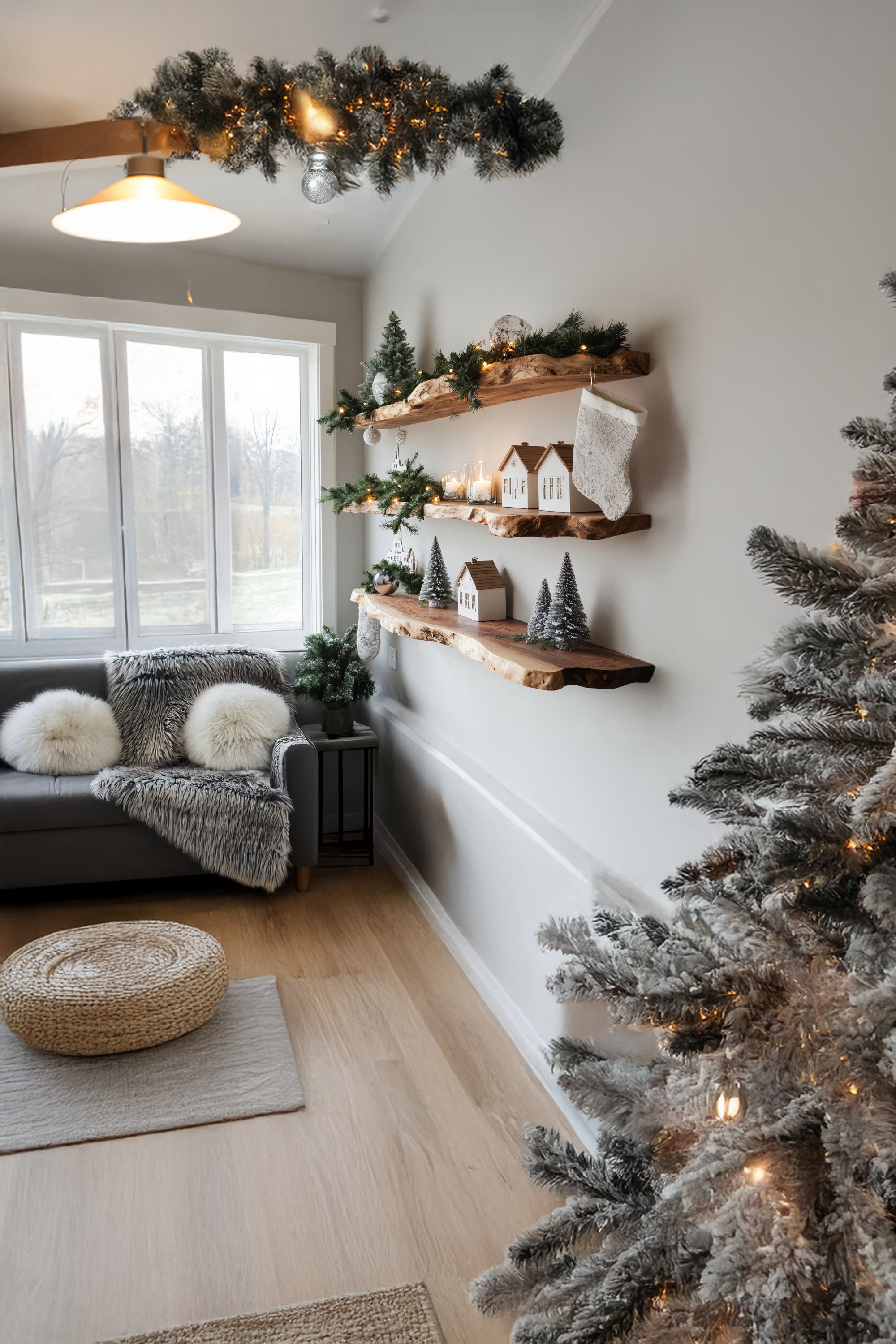 Farmhouse Solid Wood Floating Shelf For Cozy Xmas Bedroom Decor SILDTTNCFL010