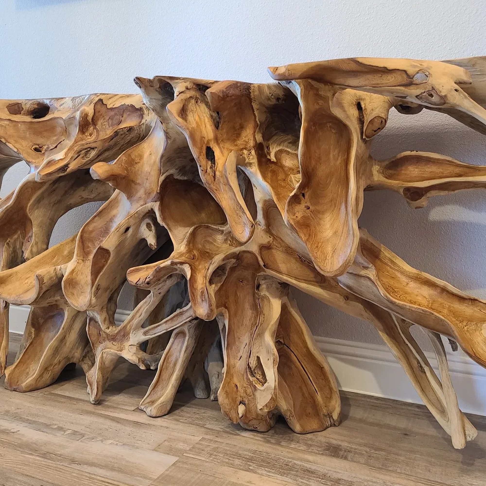 Teak Root Coffee Table Live Edge SINLCF004