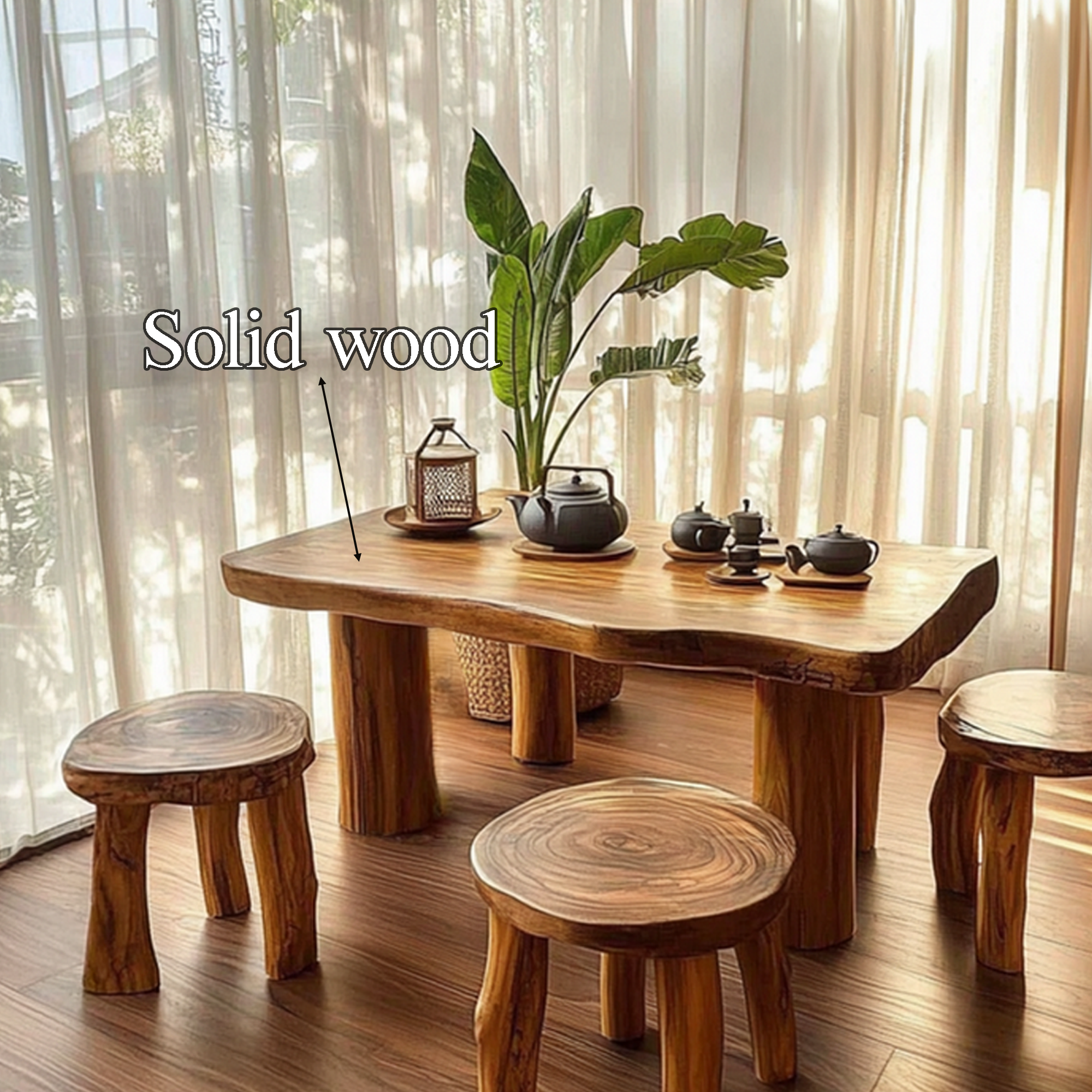 Rustic Table and Chair Sets Natural Colors Decor Room Gift SINLDT012