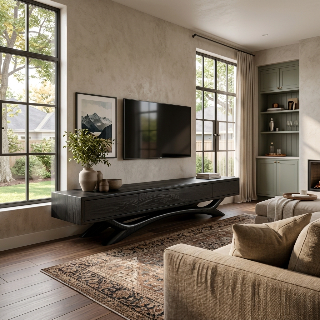 Modern TV Cabinet Curved Based Design For Living Room Furniture RTTHTTTVC053