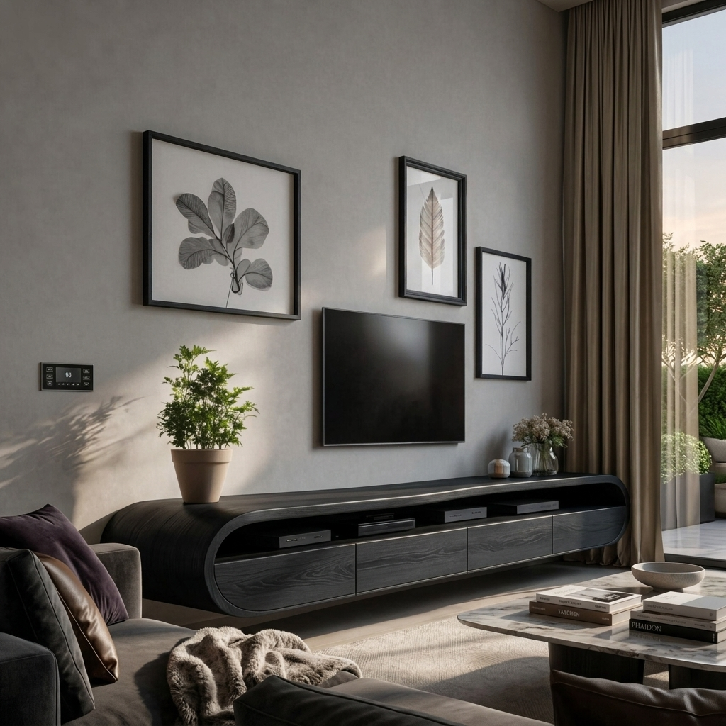 Modern Floating TV Console With Rounded Edge For Living Room SITHTTTVC022