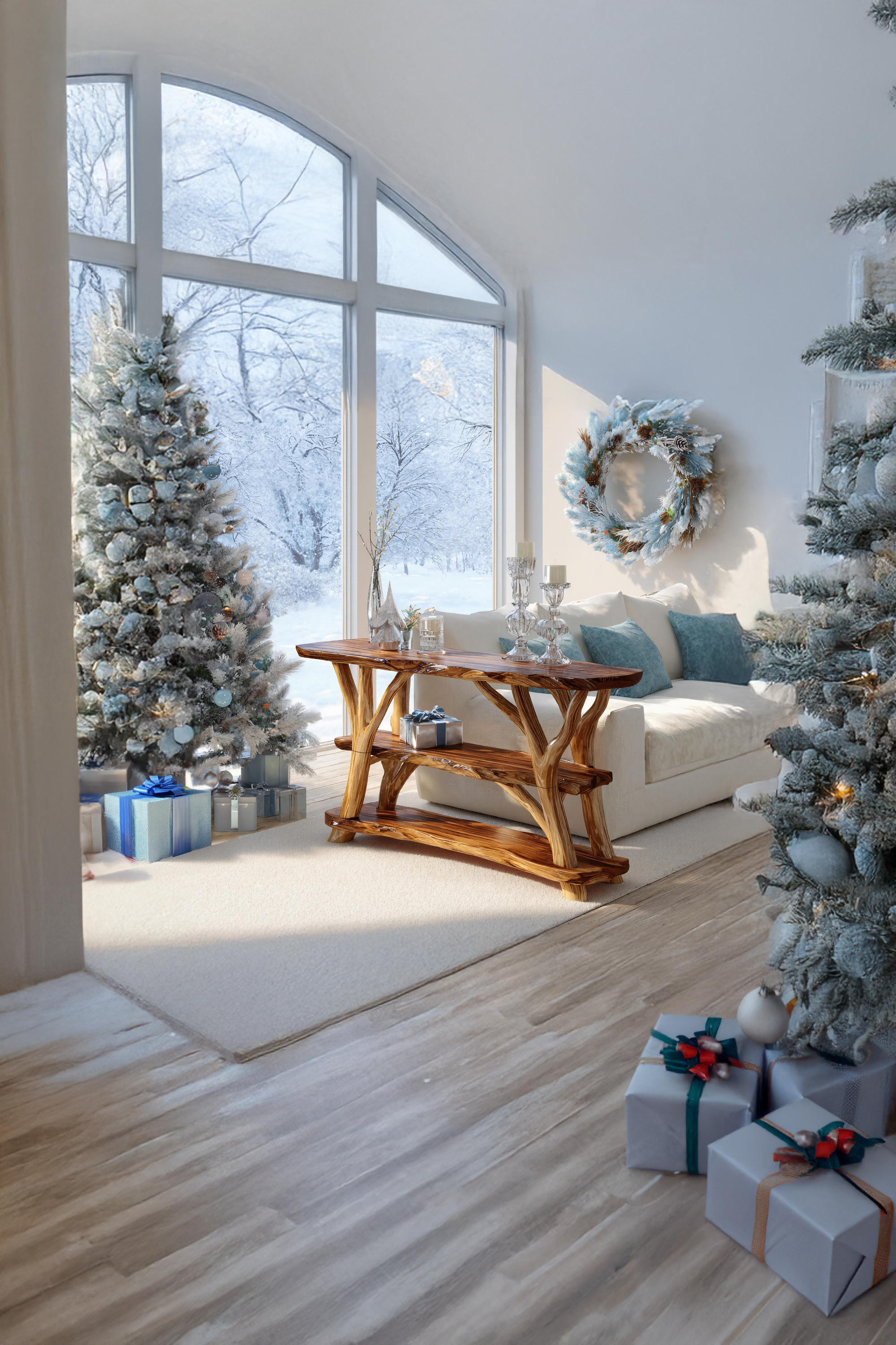 Handcrafted Solid Wood Console Table For Bedroom Decor Xmas Home Furniture SILDTTRCSC007