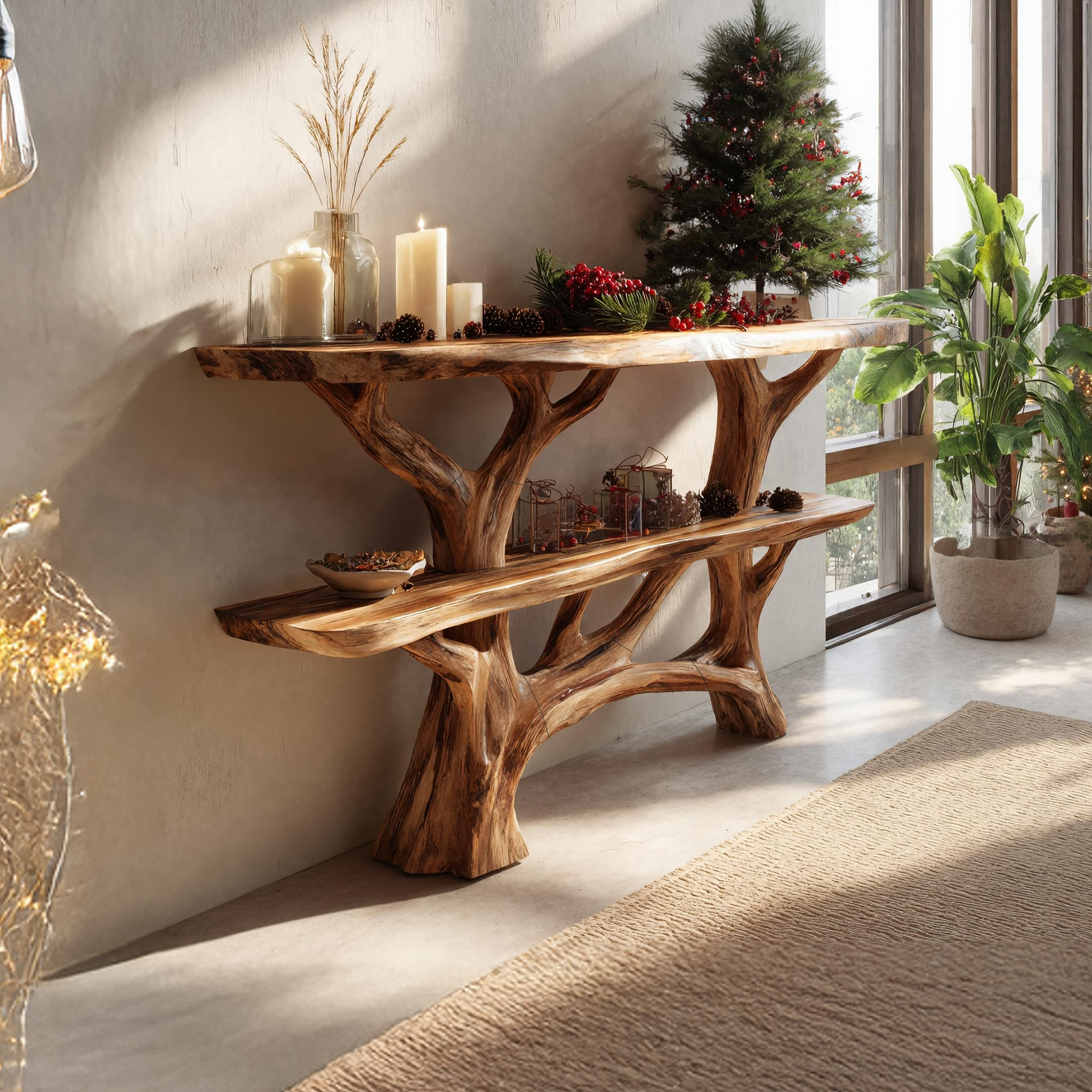 Modern Farmhouse Solid Wood Console Table For Holiday Living Room SILDTTNCSC017