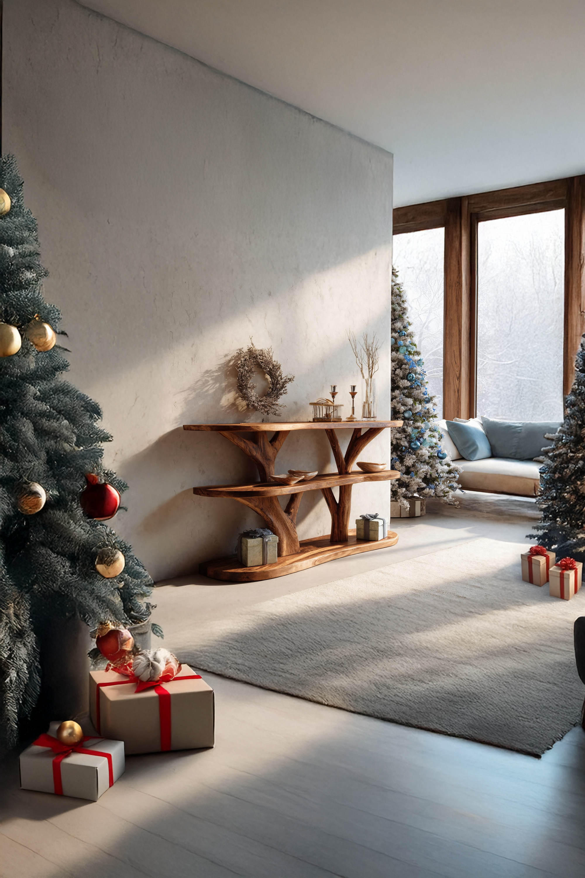 Farmhouse Solid Wood Console Table For Living Room Holiday Seasonal Design SILDTTRCSC010