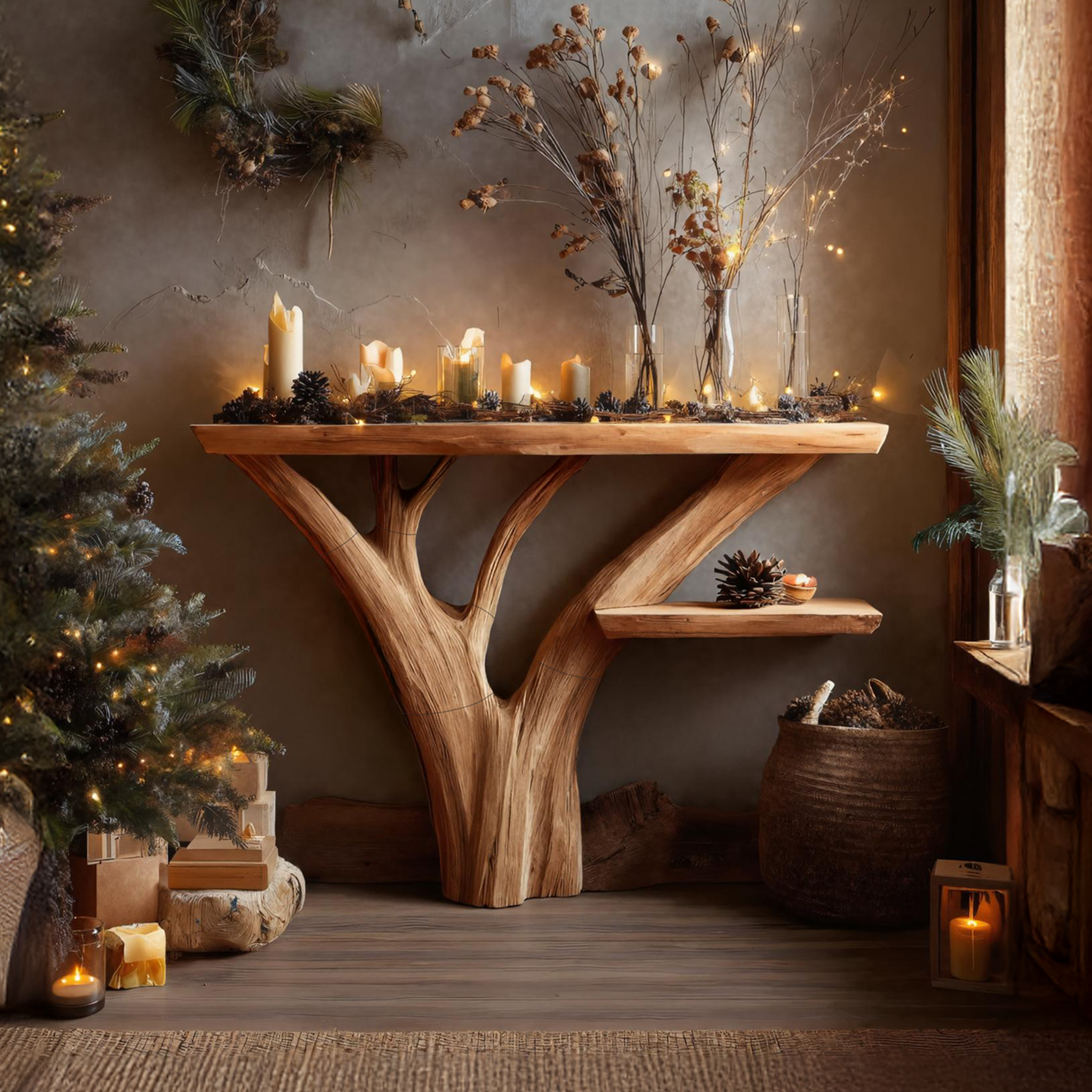 Modern Solid Wood Console Table For Christmas Entryway Decor SILDTTNCSC002