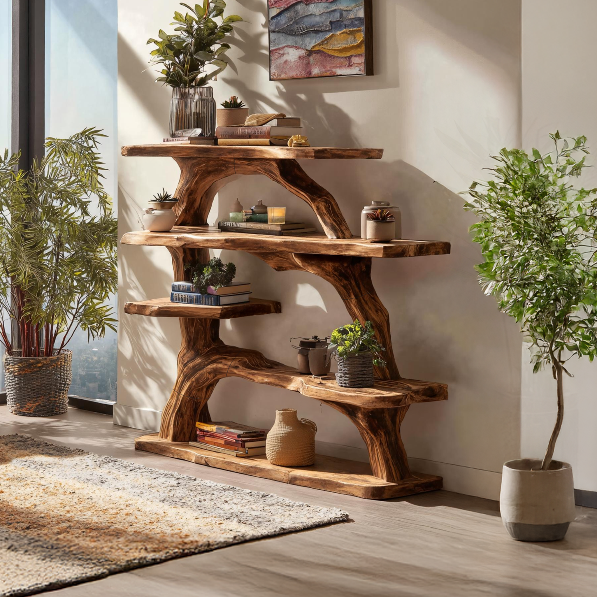 Handcrafted Wooden Live Edge Console Table For Luxury Living Room Decor SILDTTNCS046