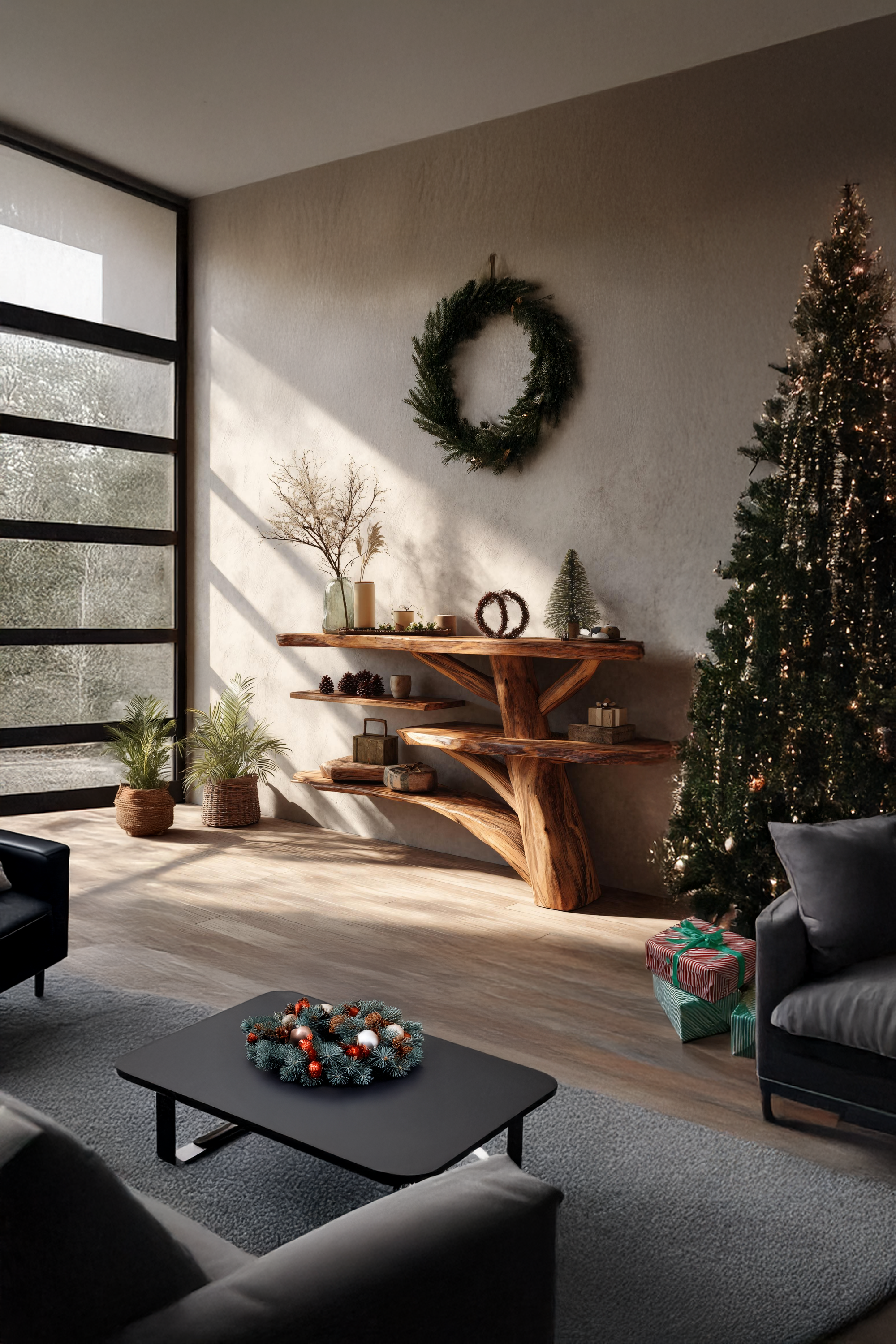 Handcrafted Solid Wood Console Table For Christmas Entryway Seasonal Decor SILDTTRCSC031