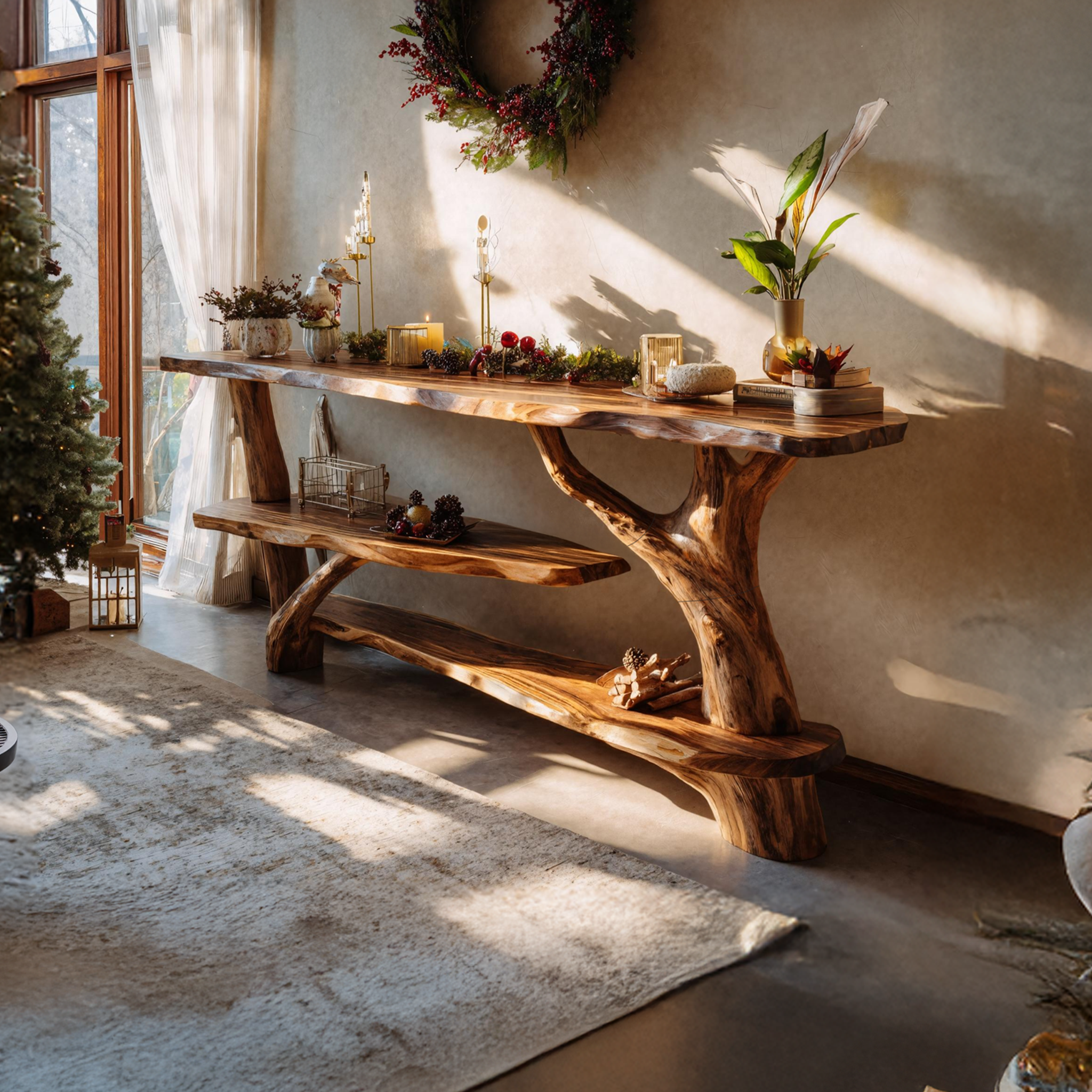 Farmhouse Wooden Console Table For Holiday Entryway Living Room SILDTTNCSC013