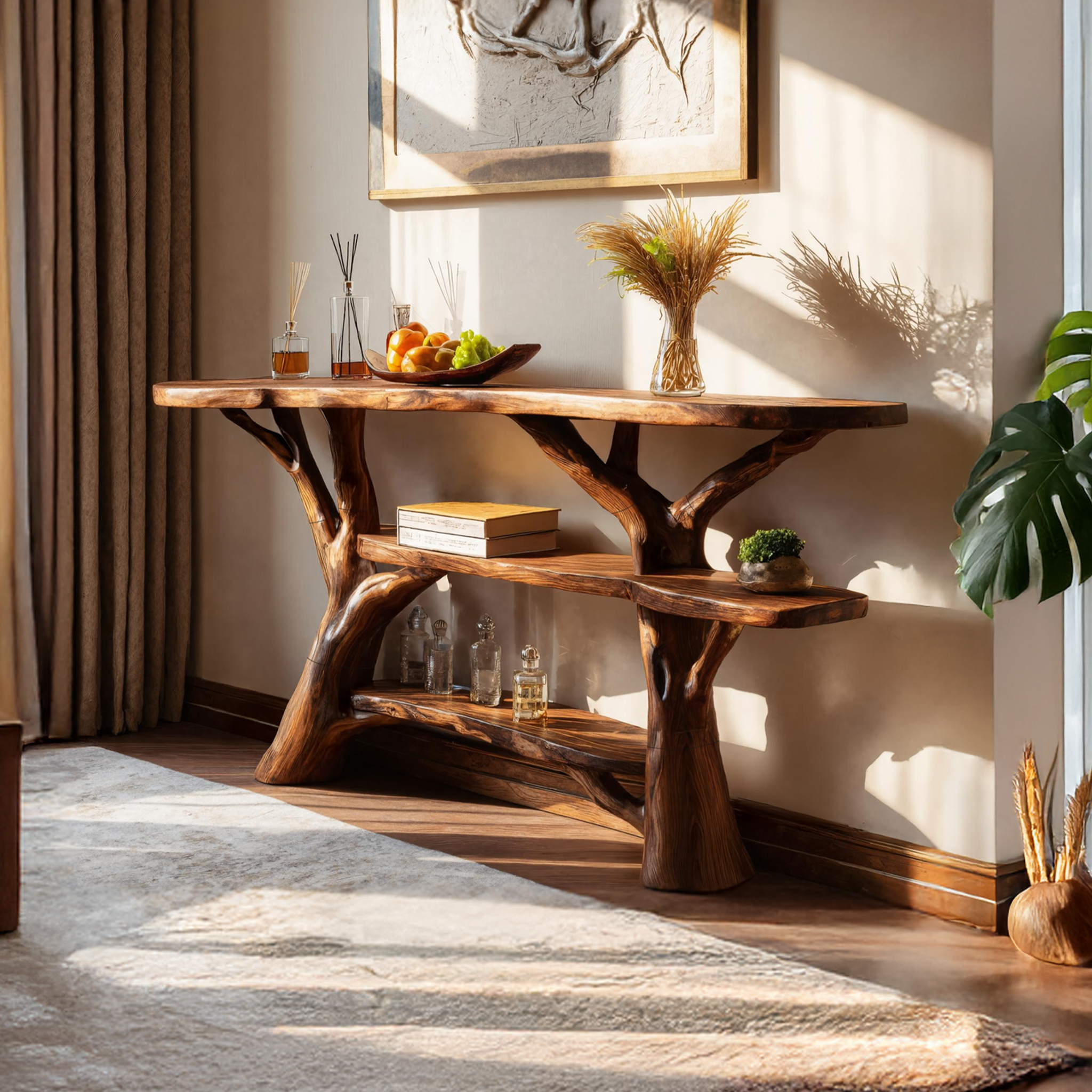 Handcrafted Live Edge Entryway Table For Bedroom Furniture Decoration SILDTTNCS064