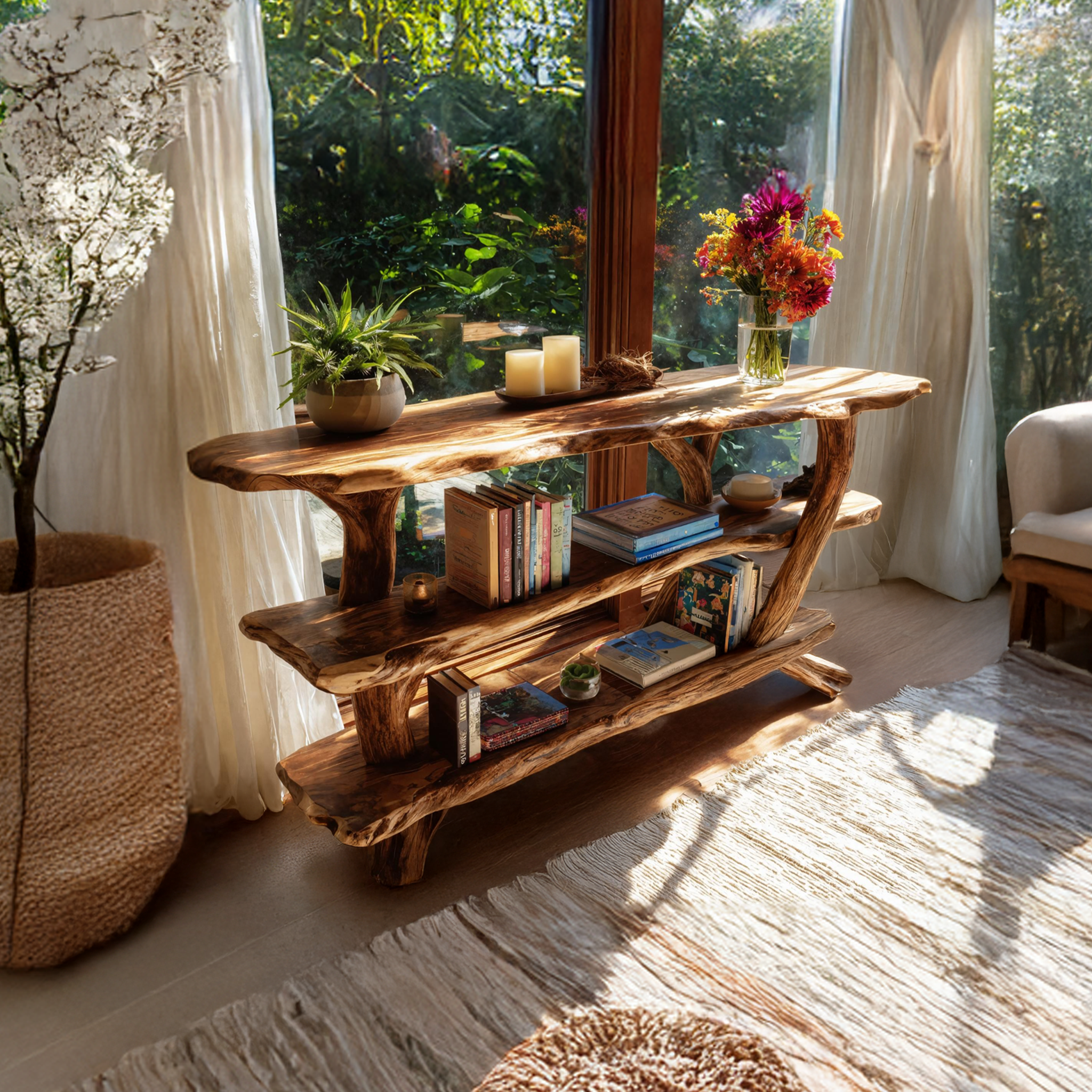 Mid Century Wooden Live Edge Console Table For Stylish Furniture Decor SILDTTNCS068