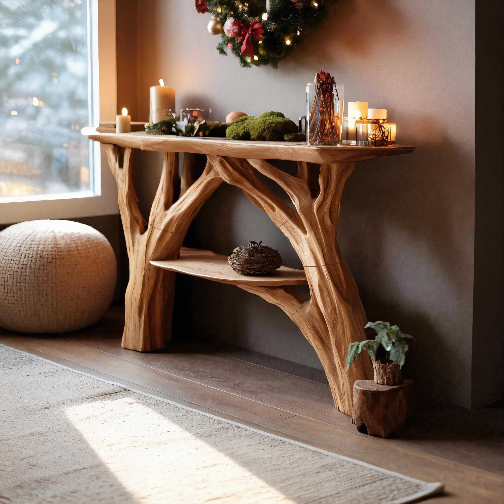 Handcrafted Wooden Console Table For Christmas Furniture Style SILDTTNCSC004