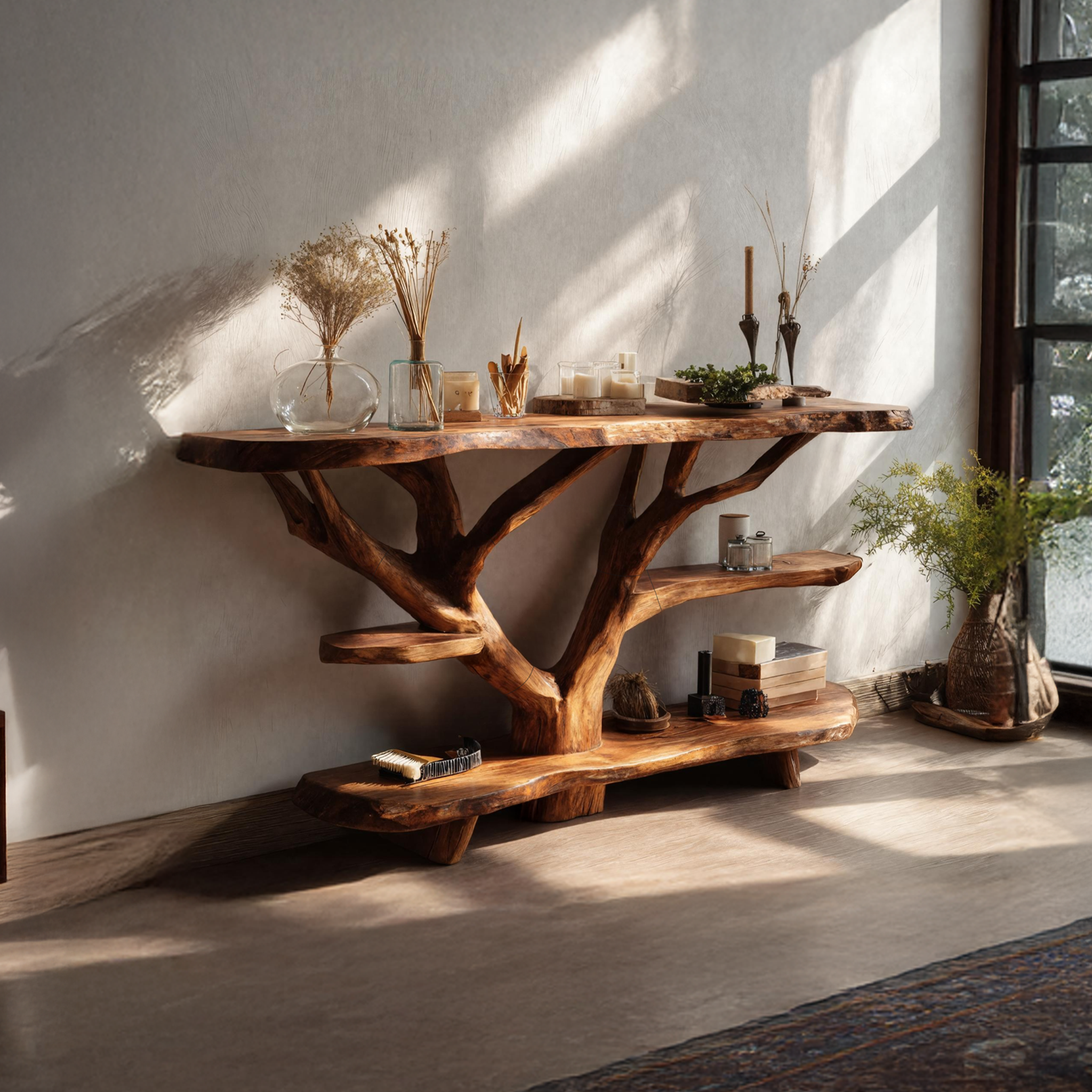 Mid Century Live Edge Entryway Table For Contemporary Bedroom Decor SILDTTNCS059