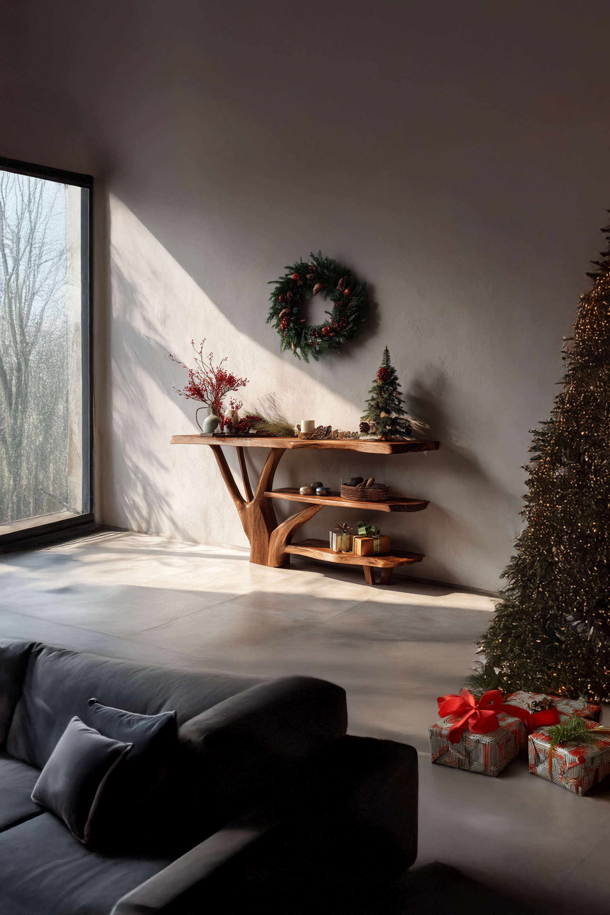 Mid Century Solid Wood Console Table For Holiday Living Room Xmas Decor SILDTTRCSC021