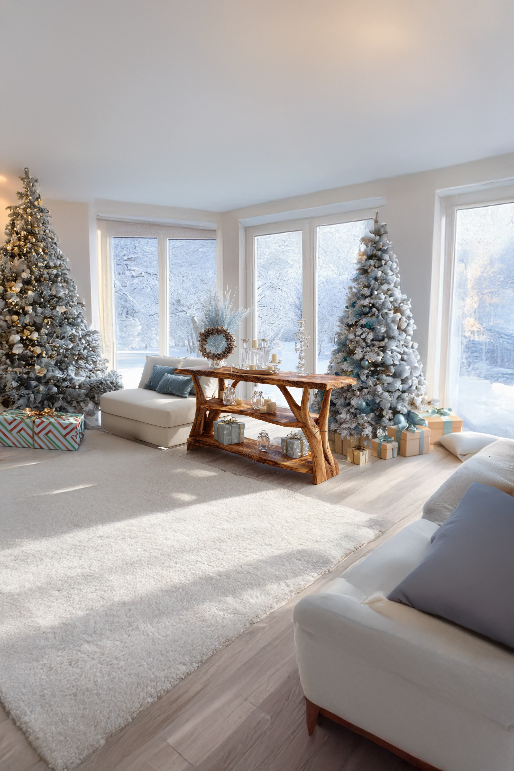 Handcrafted Live Edge Entryway Table For Bedroom Christmas Seasonal Accent SILDTTRCSC003