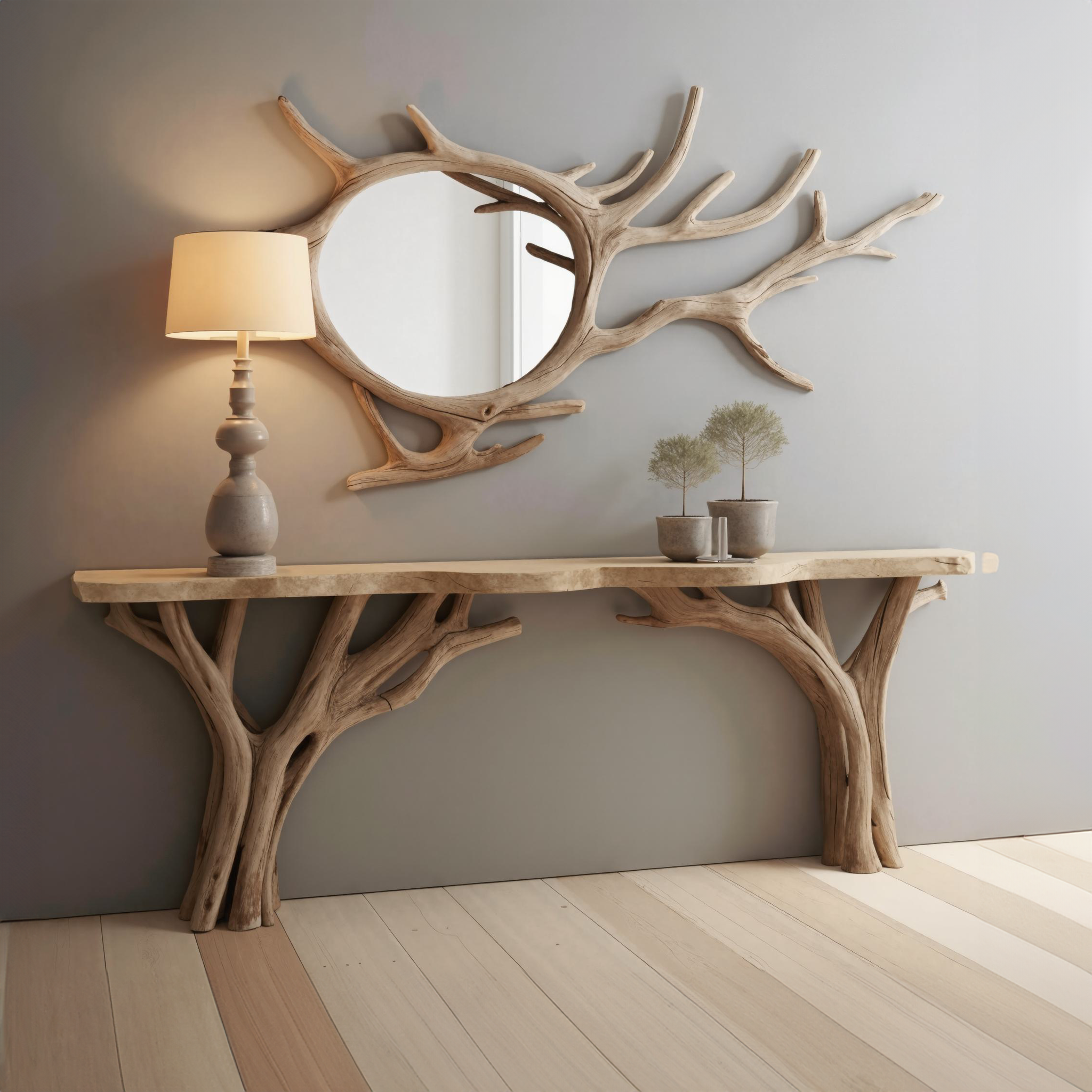 Curved Edge Console Table Handcrafted Hallway Table SILDTCS107