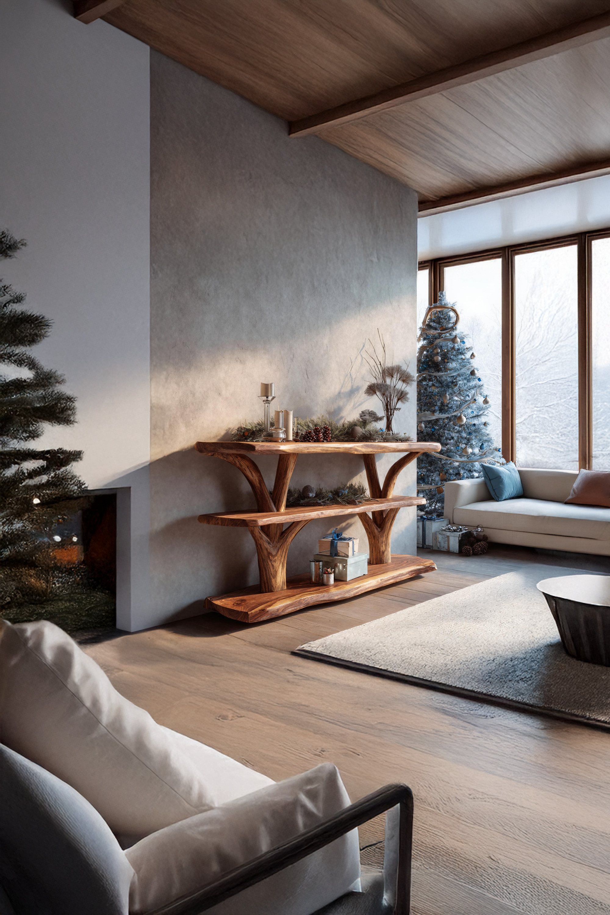 Handcrafted Solid Wood Console Table For Christmas Bedroom Furniture Style SILDTTRCSC015