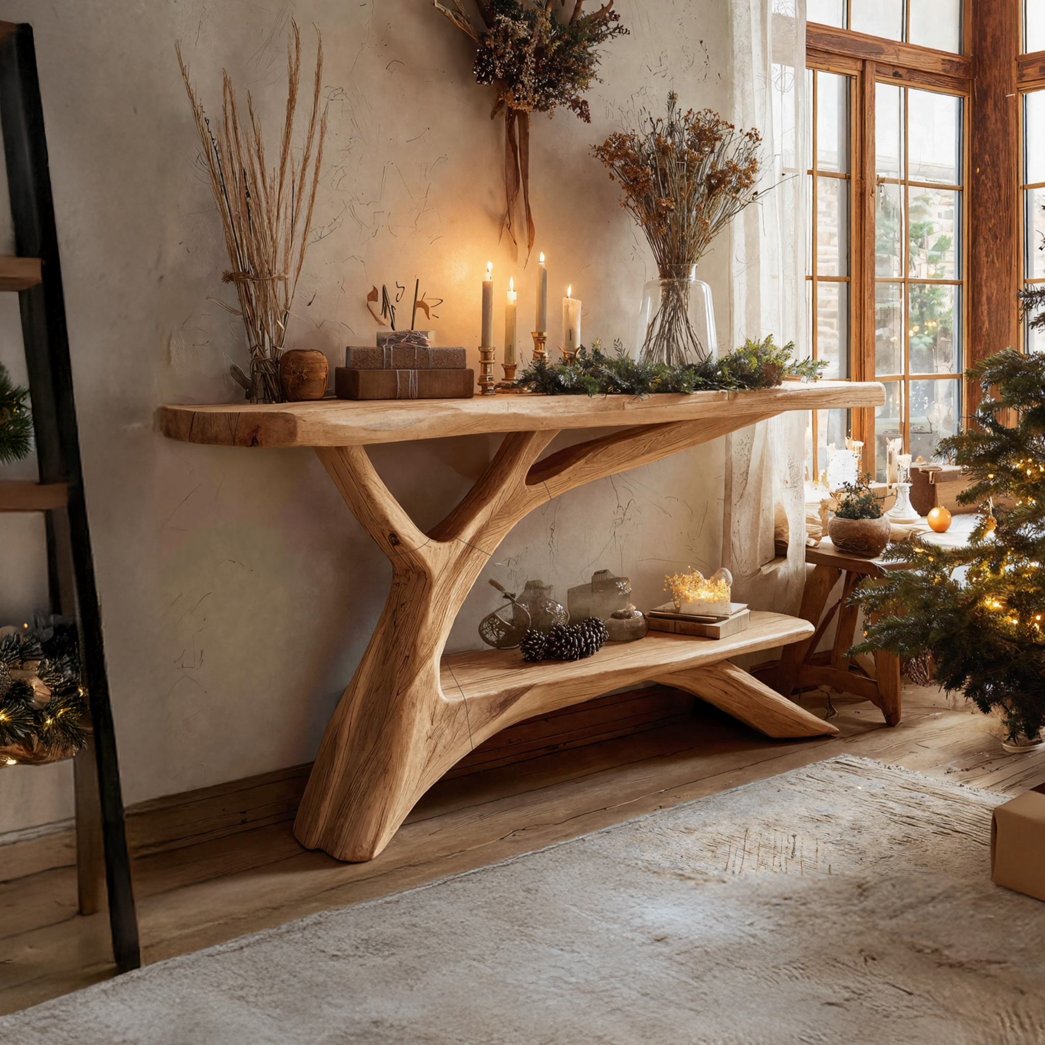 Mid Century Wooden Console Table For Christmas Entryway Decoration SILDTTNCSC010
