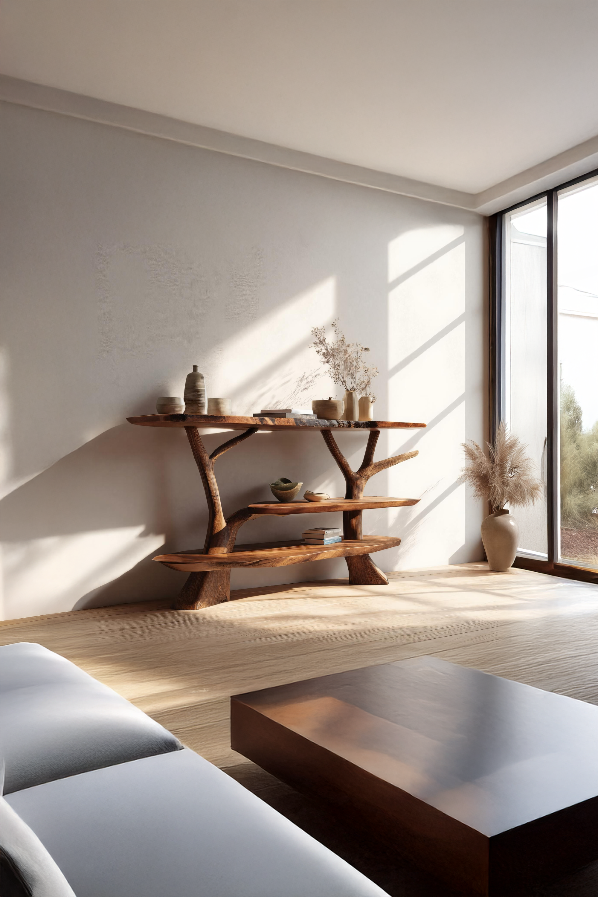 Mid Century Wooden Live Edge Console Table For Living Room Accent SILDTTRCS036