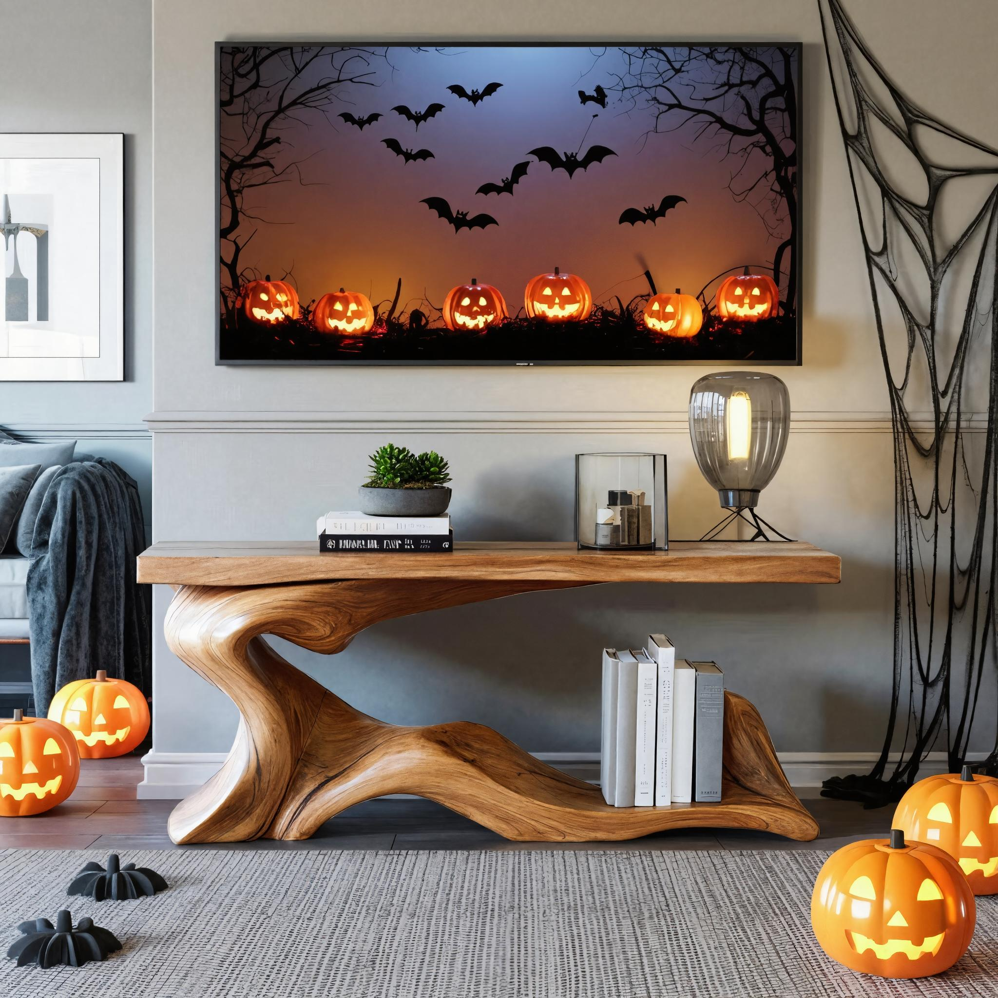 Farmhouse Solid Wood Console Table For Bedroom Decor Halloween Style SILDTTRHCS002