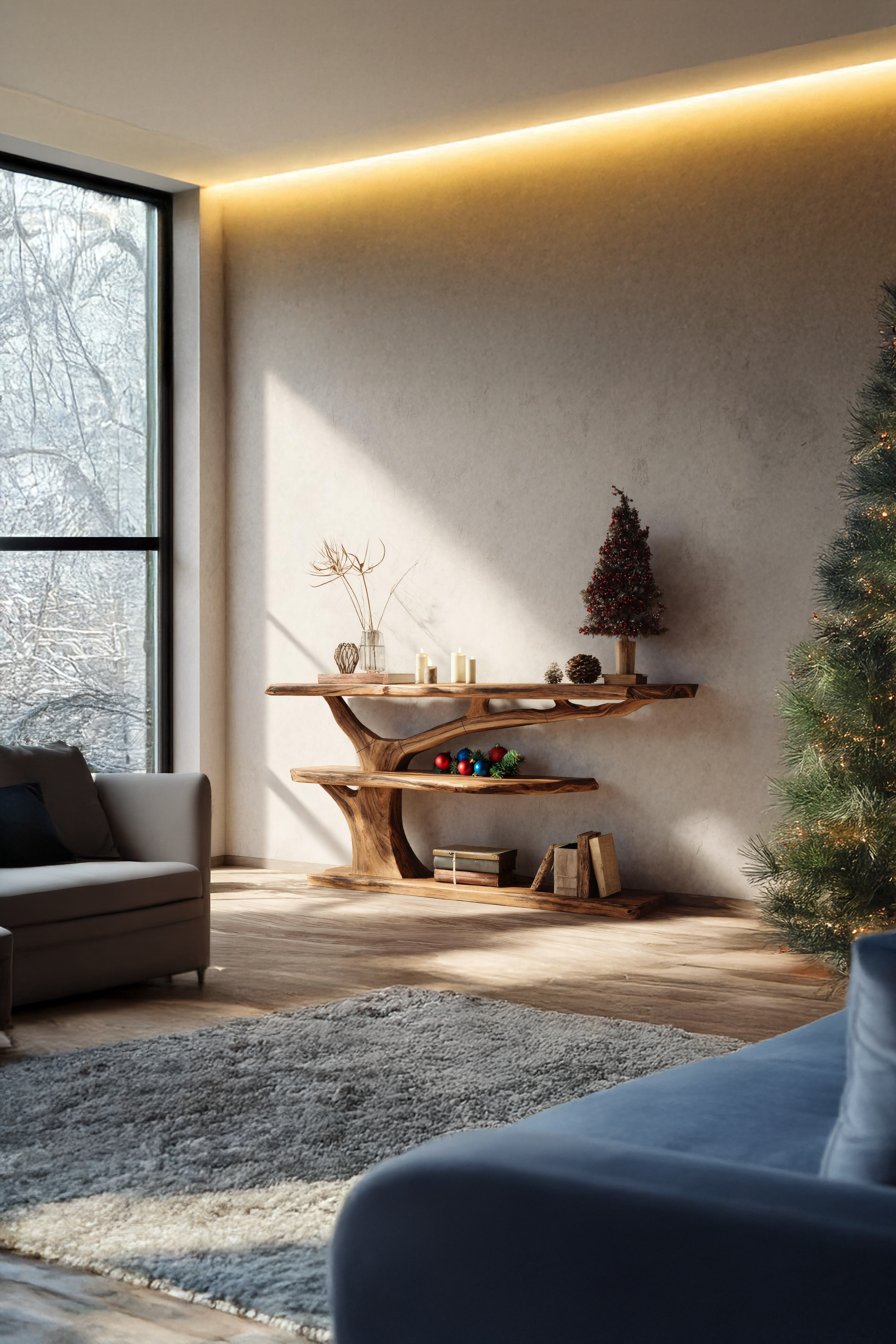 Handcrafted Live Edge Entryway Table For Christmas Seasonal Bedroom Design SILDTTRCSC043