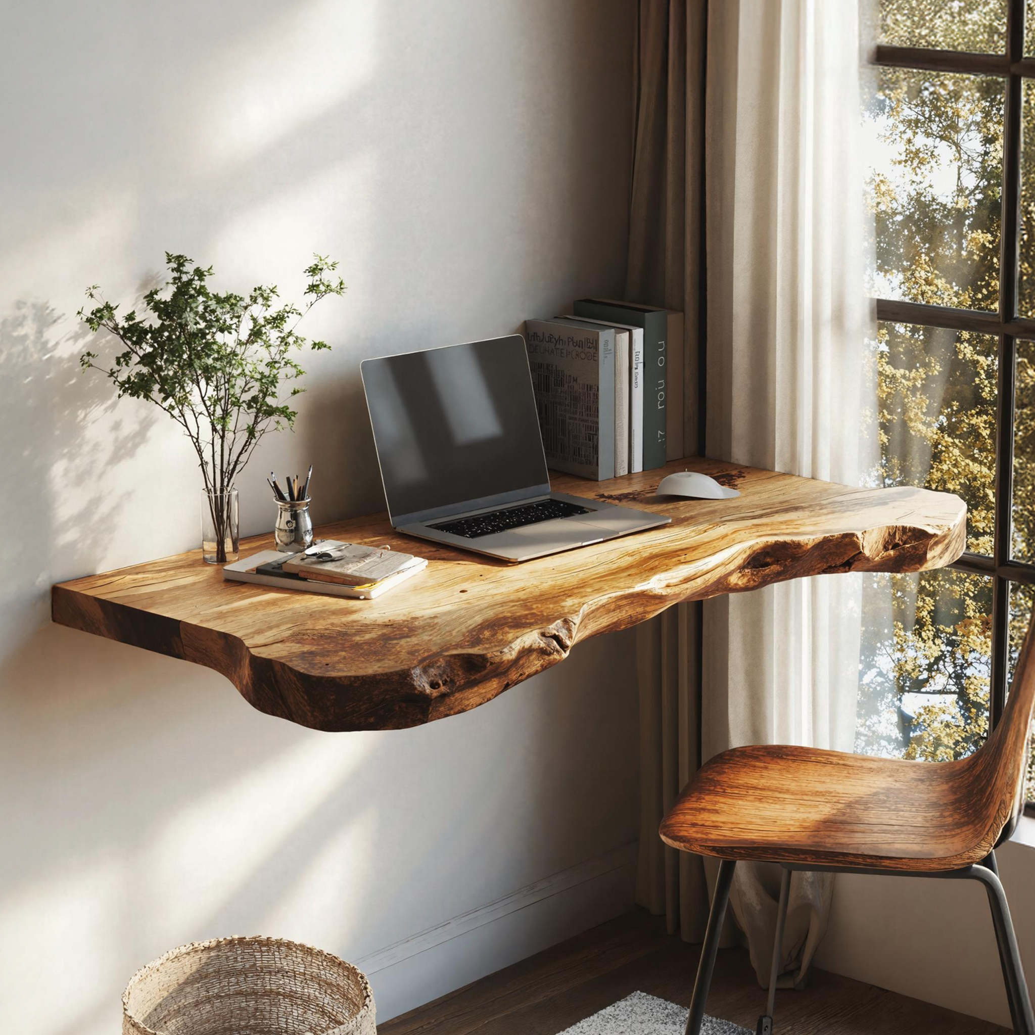Mid Century Solid Wood Floating Desk For Productivity And Style SILDTFLD025