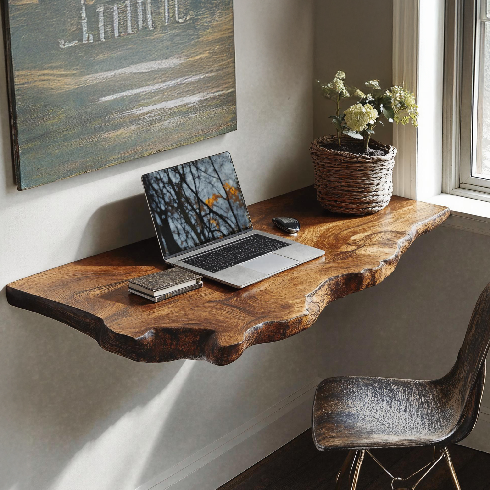 Mid Century Solid Wood Floating Desk For Modern And Retro Fusion SILDTFLD037